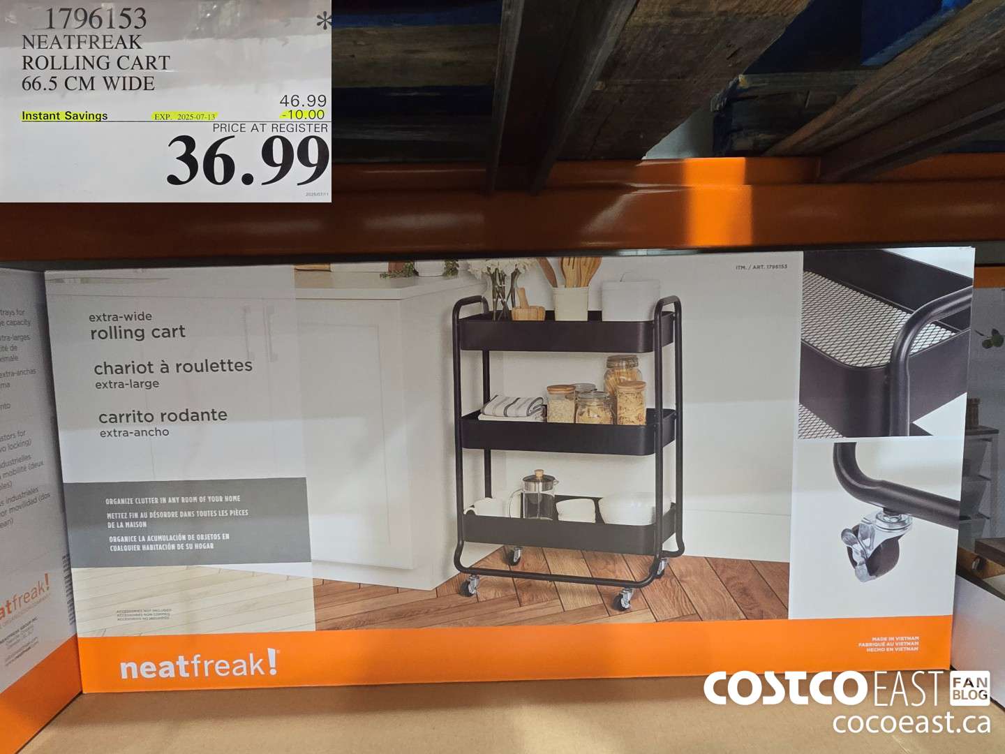 1796153 NEATFREAK ROLLING CART 66.5 CM WIDE ($10.00 INSTANT SAVINGS EXPIRES ON 2025-07-13) $36.99