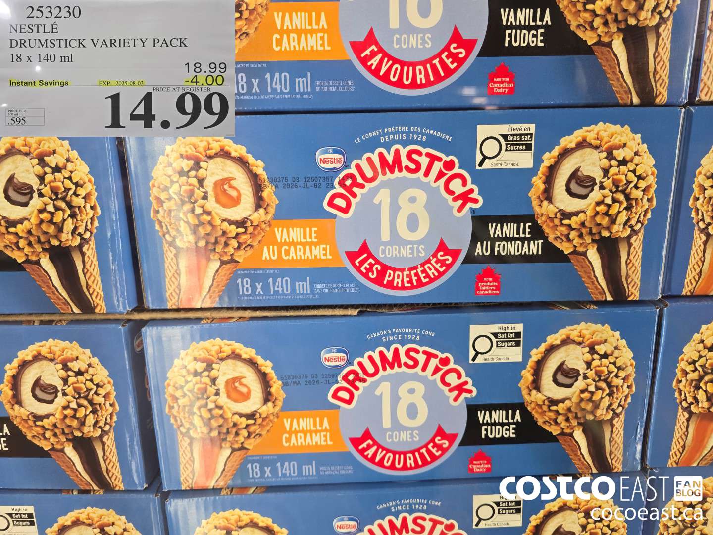 253230 NESTLE DRUMSTICK VARIETY PACK 18 X 140 ML ($4.00 INSTANT SAVINGS EXPIRES ON 2025-08-03) $14.99