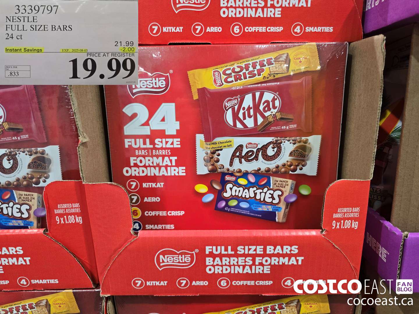 3339797 NESTLE FULL SIZE BARS 24 CT ($2.00 INSTANT SAVINGS EXPIRES ON 2025-08-03) $19.99