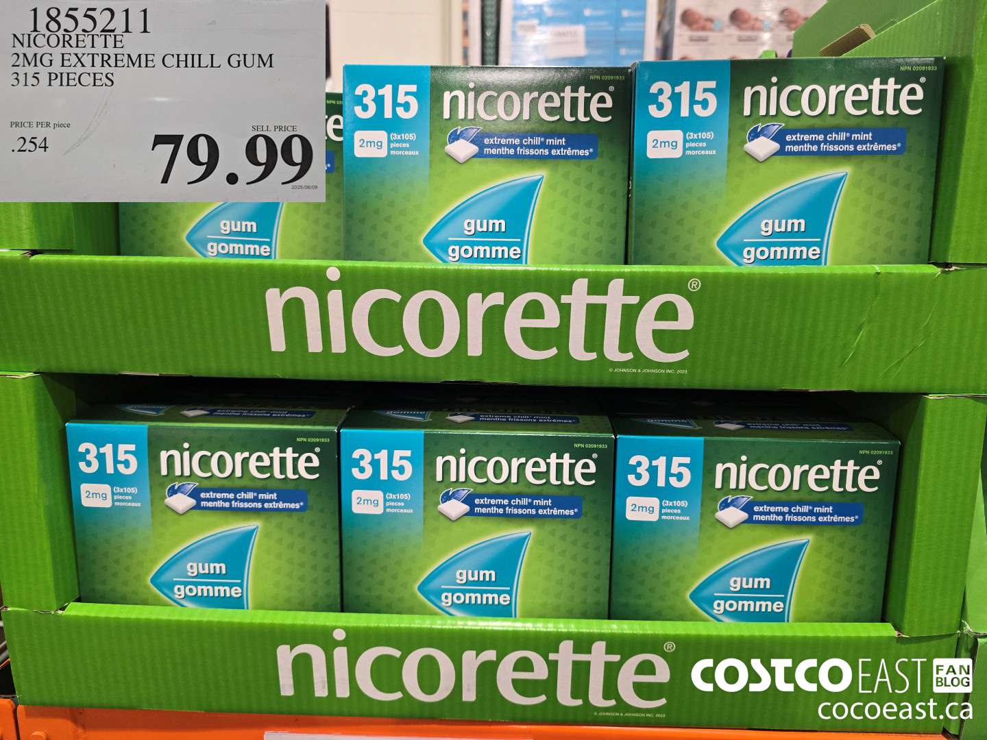 1855211 NICORETTE 2MG EXTREME CHILL GUM 315 PIECES $79.99