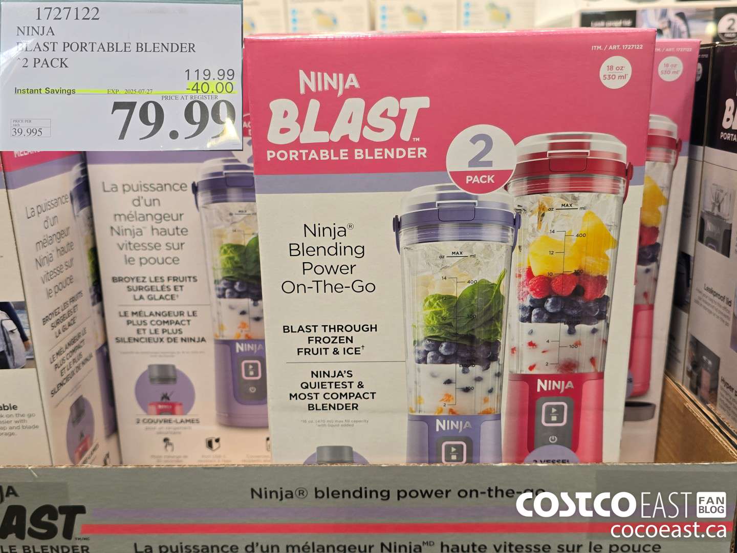 1727122 NINJA BLAST PORTABLE BLENDER 2 PACK ($40.00 INSTANT SAVINGS EXPIRES ON 2025-07-27) $79.99