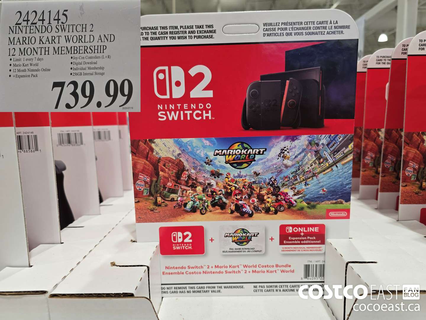 2424145 NINTENDO SWITCH 2 MARIO KART WORLD AND 12 MONTH MEMBERSHIP $739.99