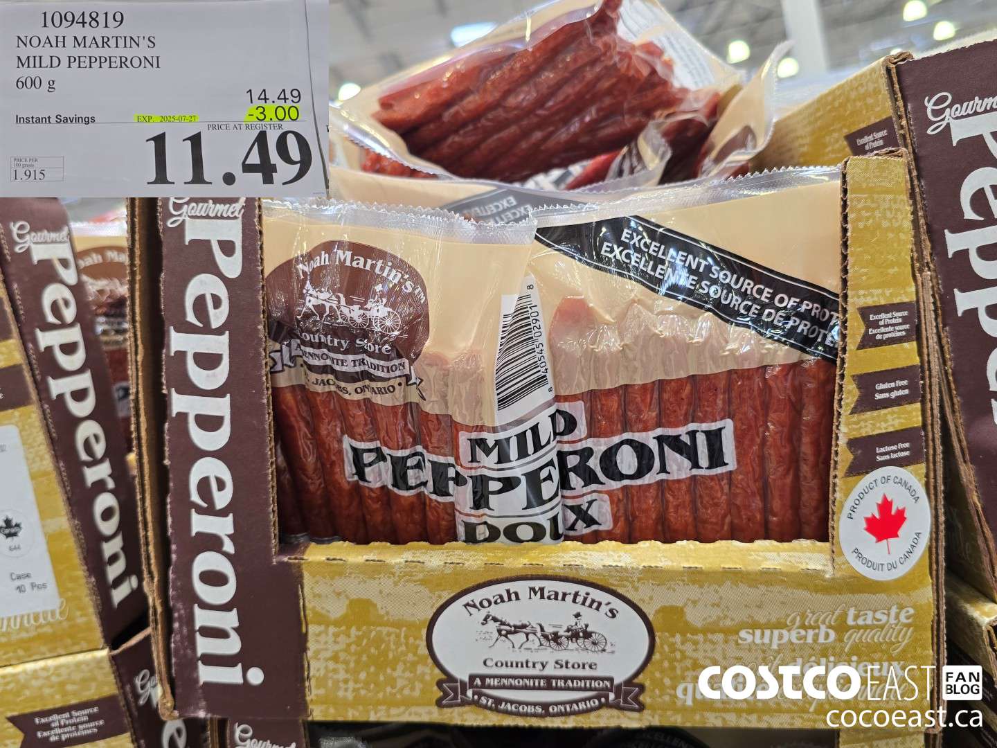 1094819 NOAH MARTIN'S MILD PEPPERONI 600 g ($3.00 INSTANT SAVINGS EXPIRES ON 2025-07-27) $11.49