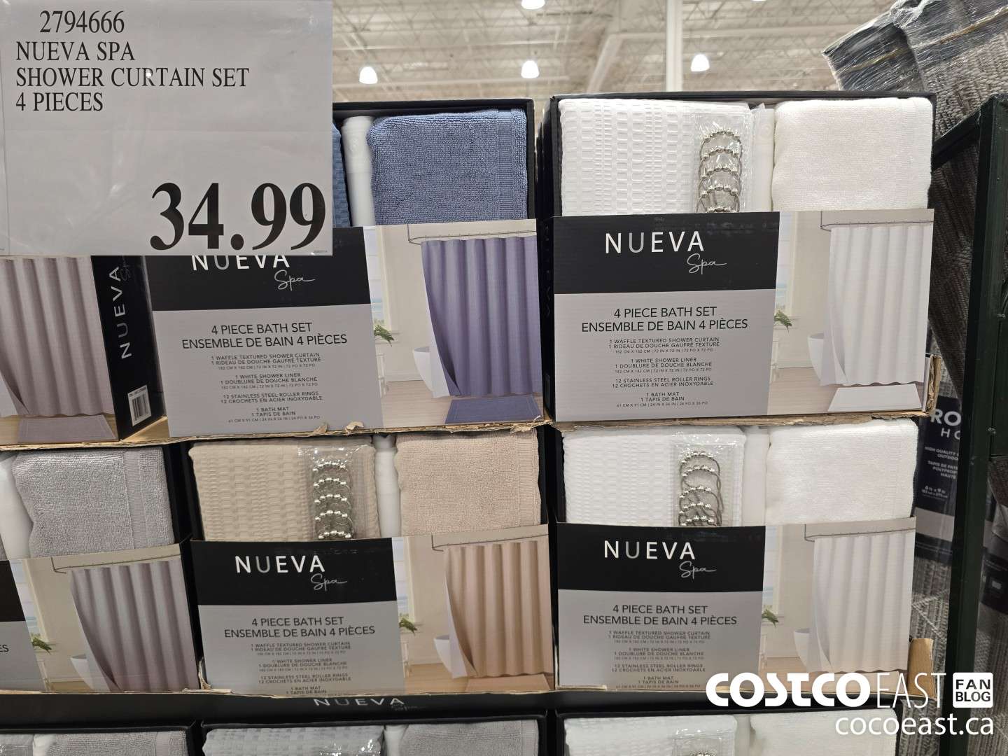 2194666 NUEVA SPA SHOWER CURTAIN SET 4 PIECES $34.99
