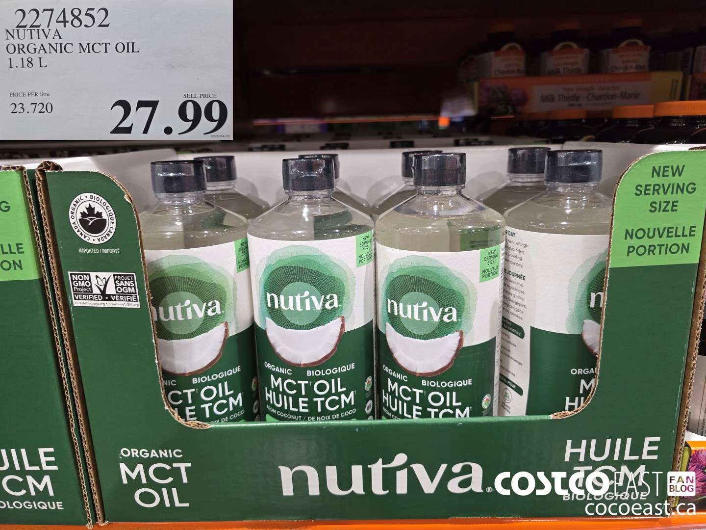 2274852 NUTIVA ORGANIC MCT OIL 1.18L $27.99