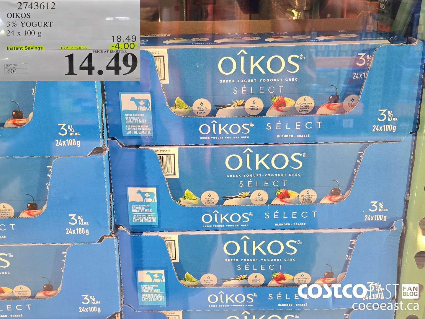 2743612 OIKOS 3% YOGURT 24 x 100g ($4.00 INSTANT SAVINGS EXPIRES ON 2025-07-27) $14.49