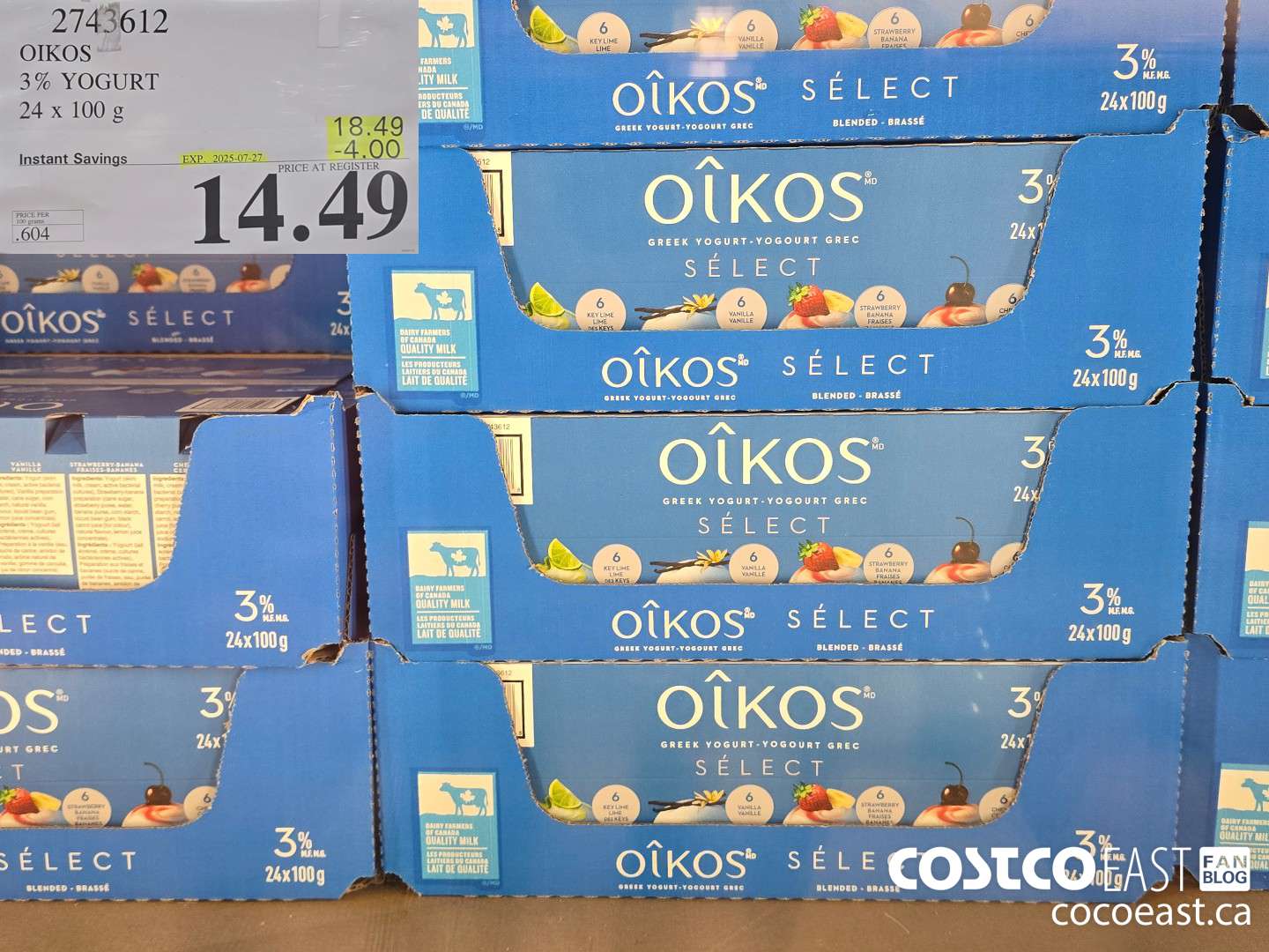 2743612 OIKOS 3% YOGURT 24 x 100g ($4.00 INSTANT SAVINGS EXPIRES ON 2025-07-27) $14.49