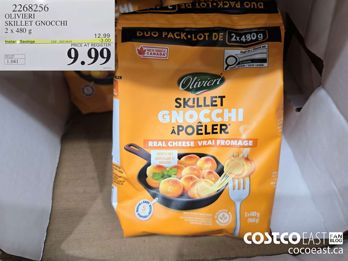 2268256 OLIVIERI SKILLET GNOCCHI 2 x 480 g ($3.00 INSTANT SAVINGS EXPIRES ON 2025-08-03) $9.99