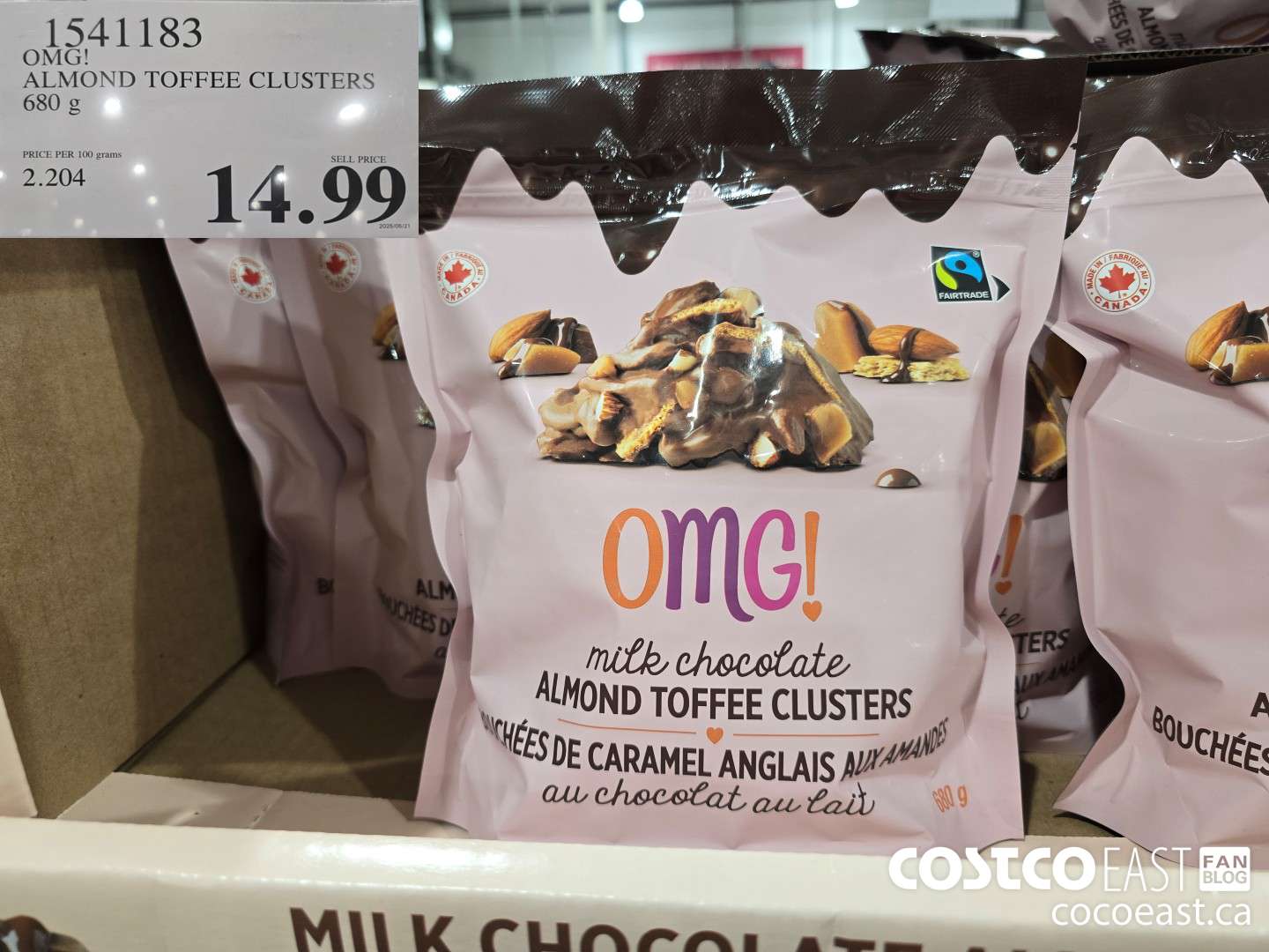 1541183 OMG! ALMOND TOFFEE CLUSTERS 680 g $14.99