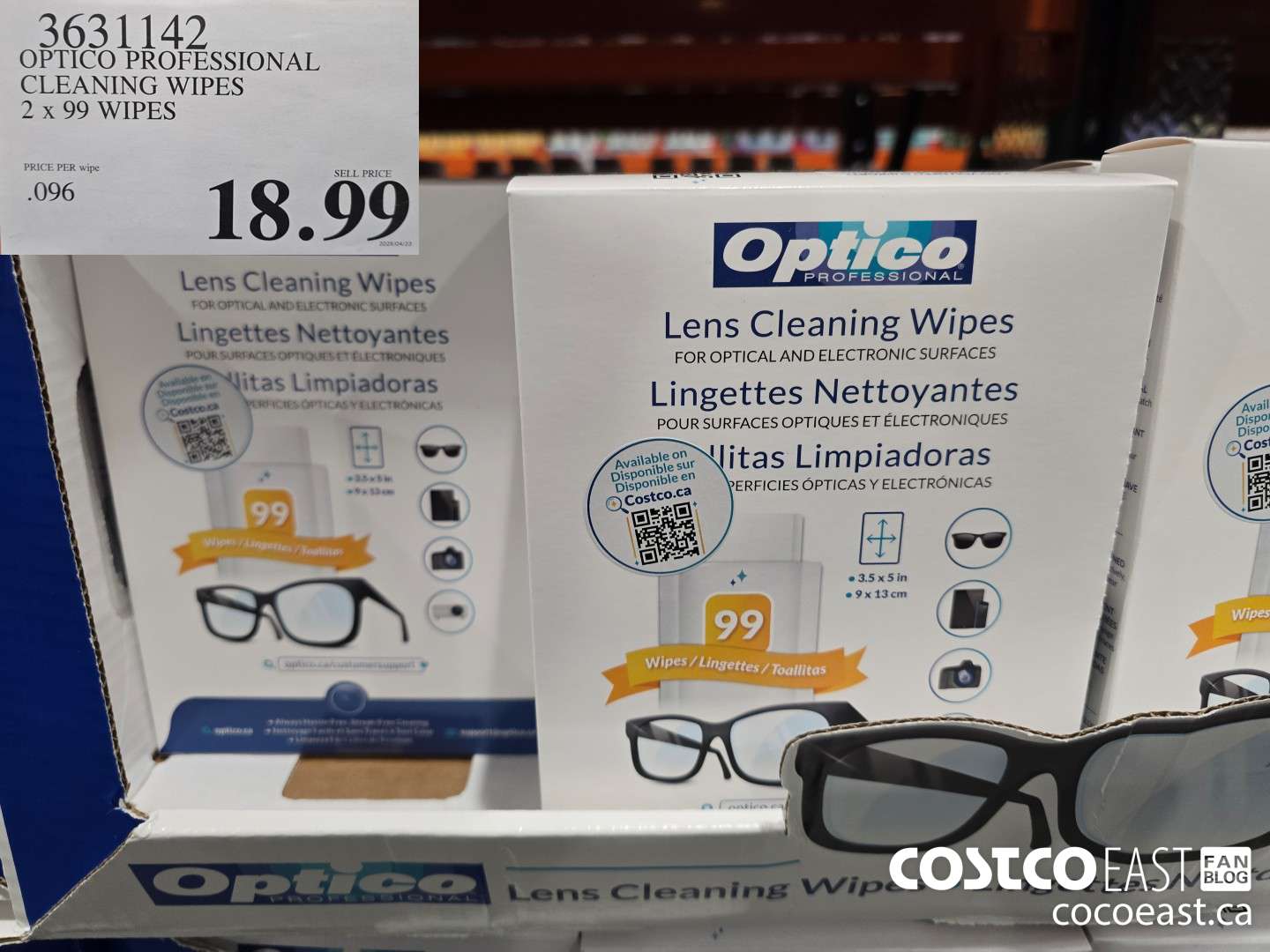 3631142 OPTICO PROFESSIONAL CLEANING WIPES 2 X 99 WIPES $18.99