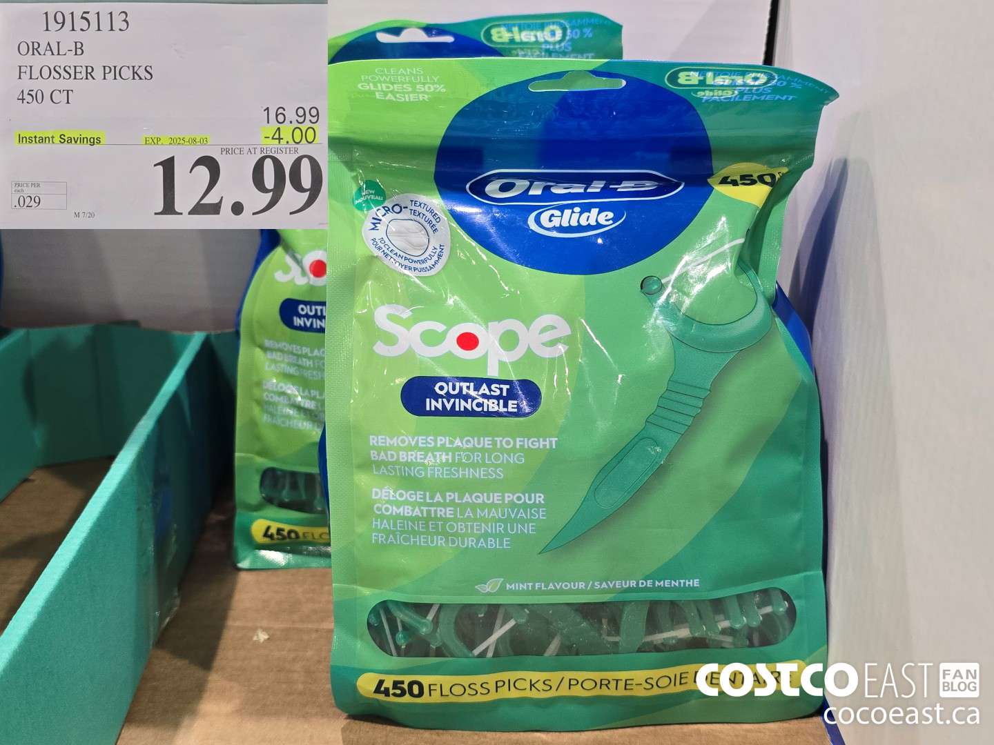 1915113 ORAL-B FLOSSER PICKS 450 CT ($4.00 INSTANT SAVINGS EXPIRES ON 2025-08-03) $12.99