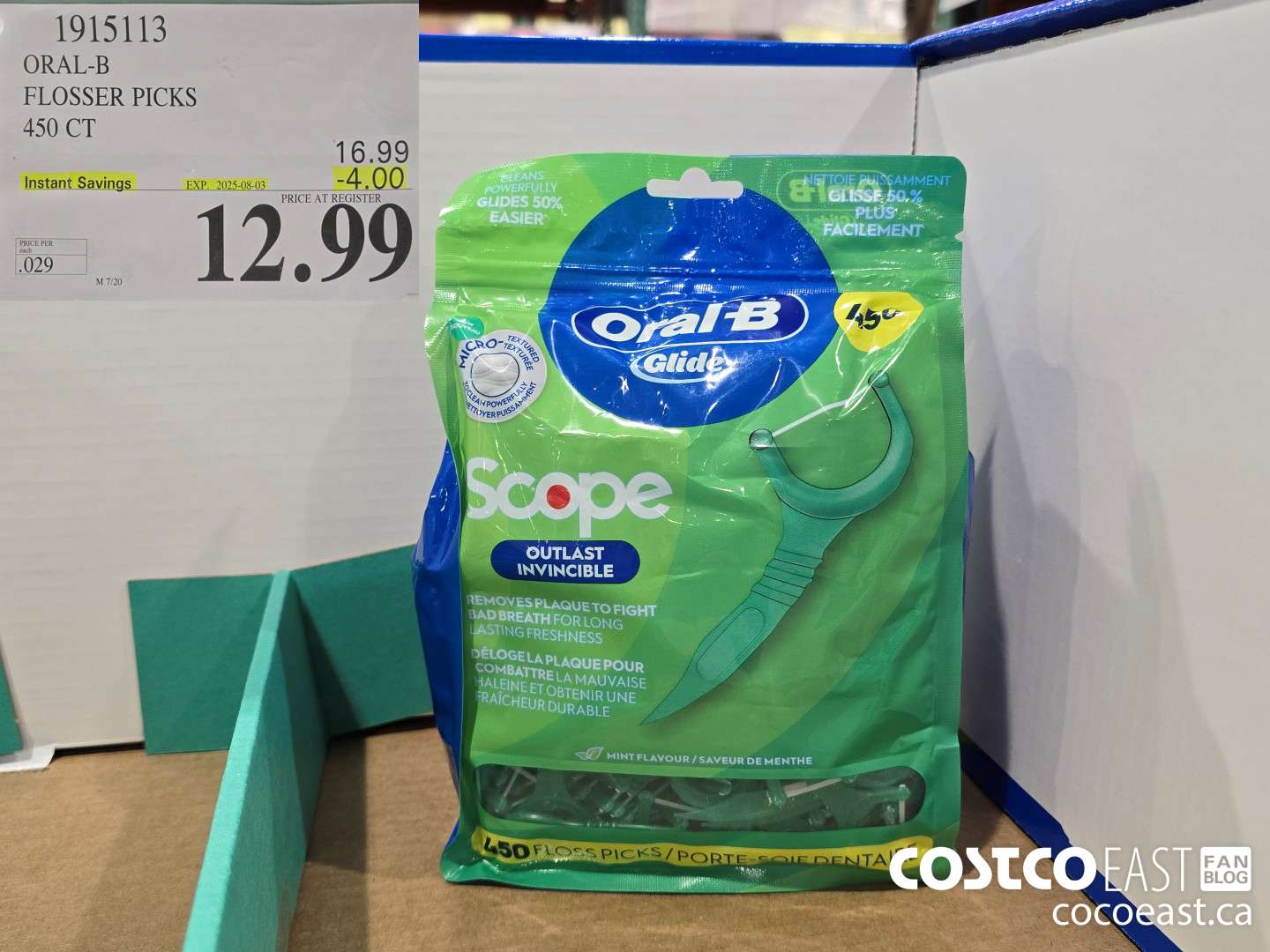 1915113 ORAL-B FLOSSER PICKS 450 CT ($4.00 INSTANT SAVINGS EXPIRES ON 2025-08-03) $12.99