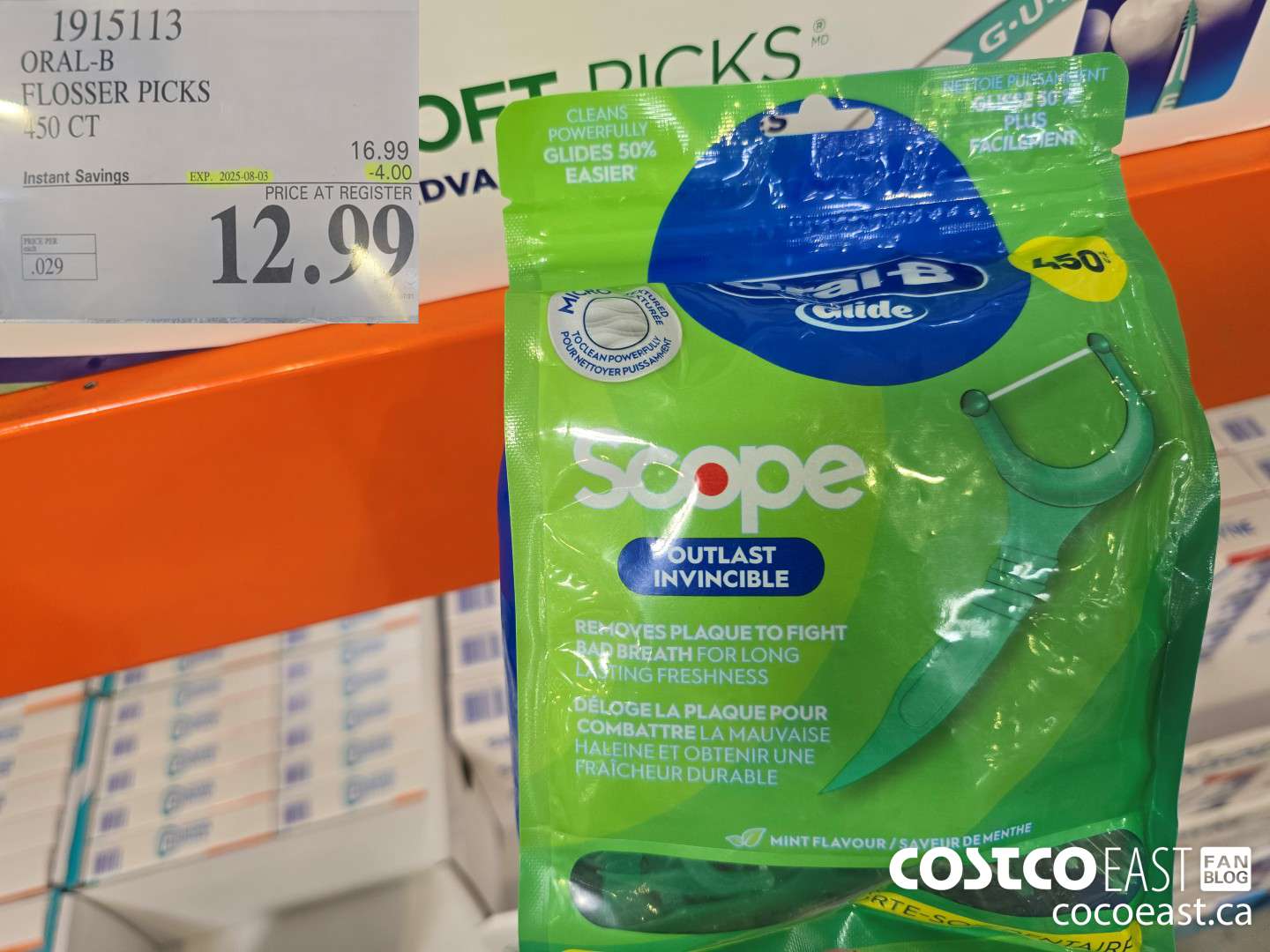 1915113 ORAL-B FLOSSER PICKS 450 CT ($4.00 INSTANT SAVINGS EXPIRES ON 2025-08-03) $12.99