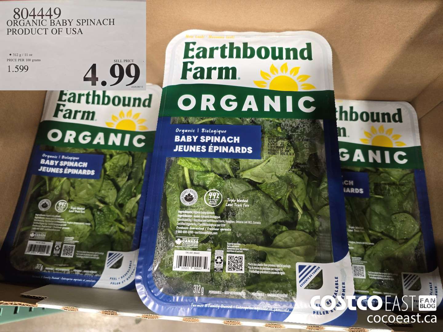 804449 ORGANIC BABY SPINACH PRODUCT OF USA $4.99