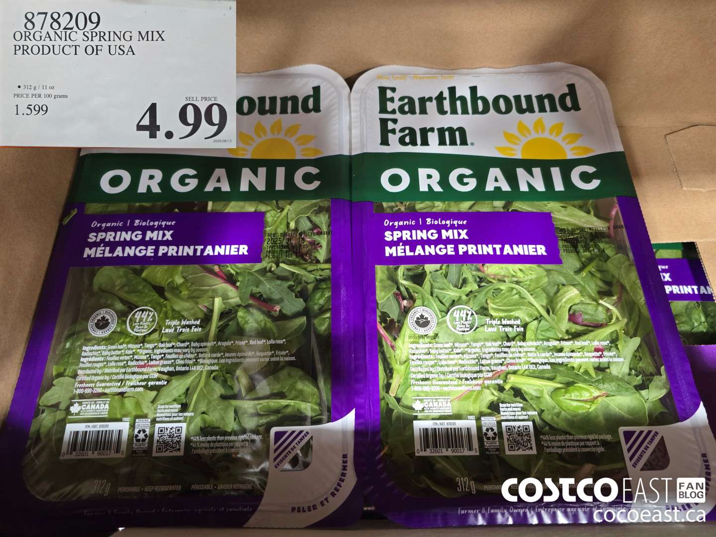 878209 ORGANIC SPRING MIX PRODUCT OF USA $4.99