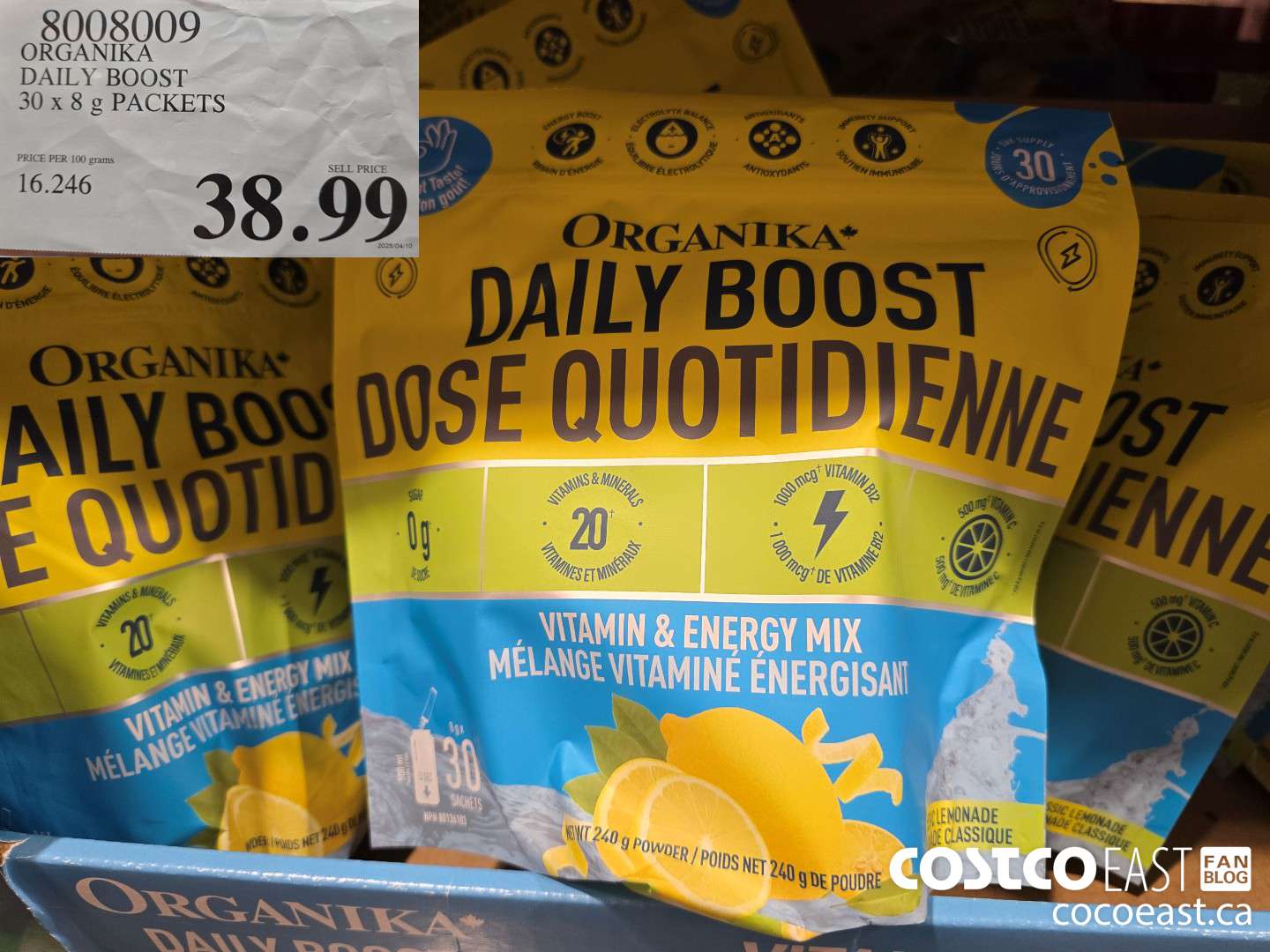 8008009 ORGANIKA DAILY BOOST 30 x 8G SACHETS $38.99