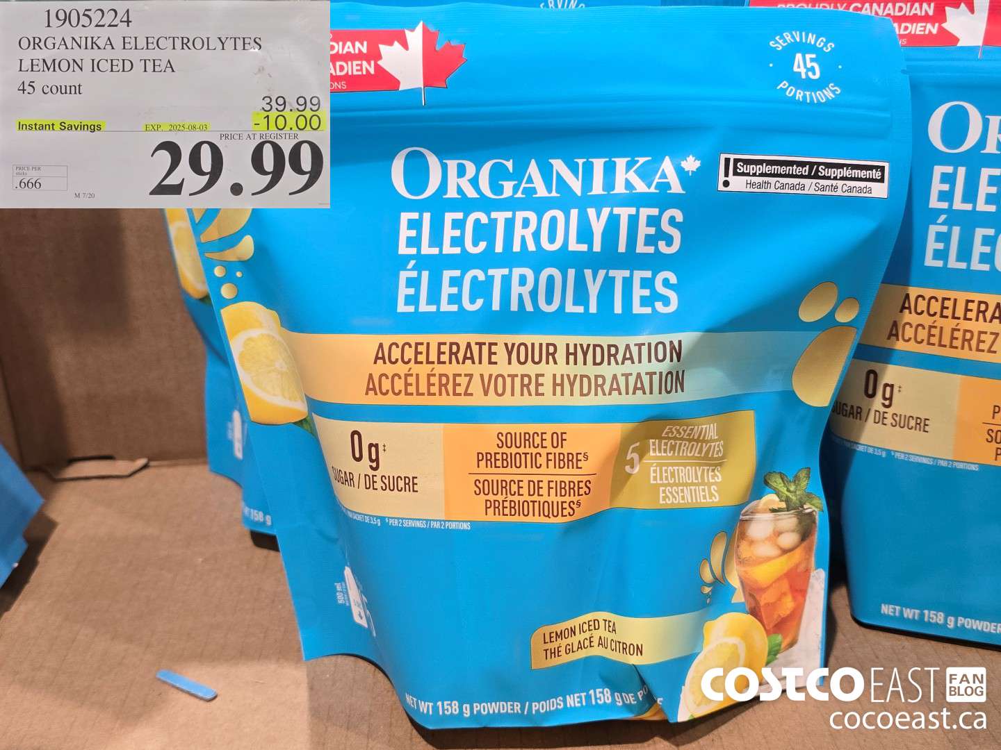 1905224 ORGANIKA ELECTROLYTES LEMON ICED TEA 45 count ($10.00 INSTANT SAVINGS EXPIRES ON 2025-08-03) $29.99