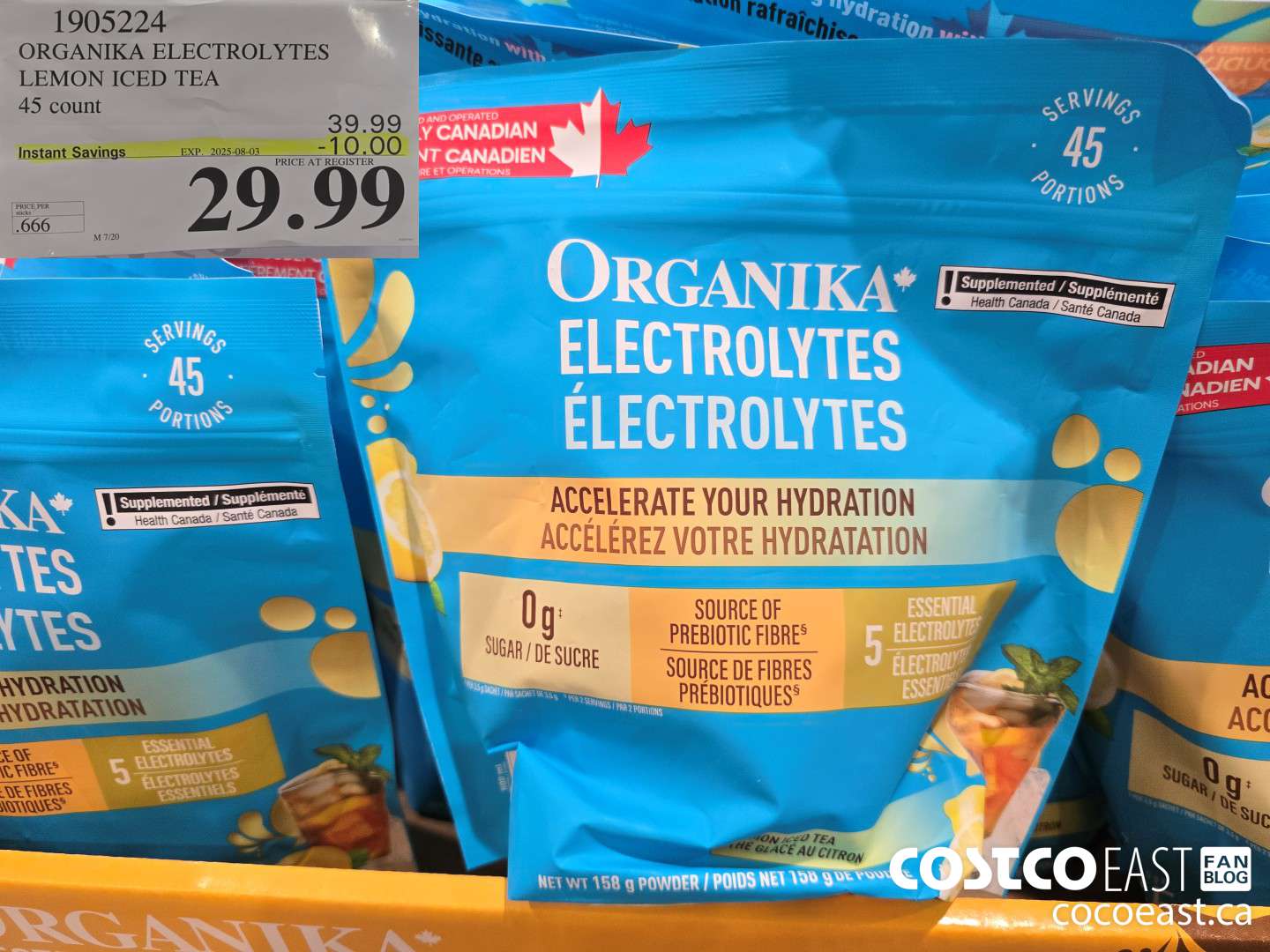 1905224 ORGANIKA ELECTROLYTES LEMON ICED TEA 45 count ($10.00 INSTANT SAVINGS EXPIRES ON 2025-08-03) $29.99