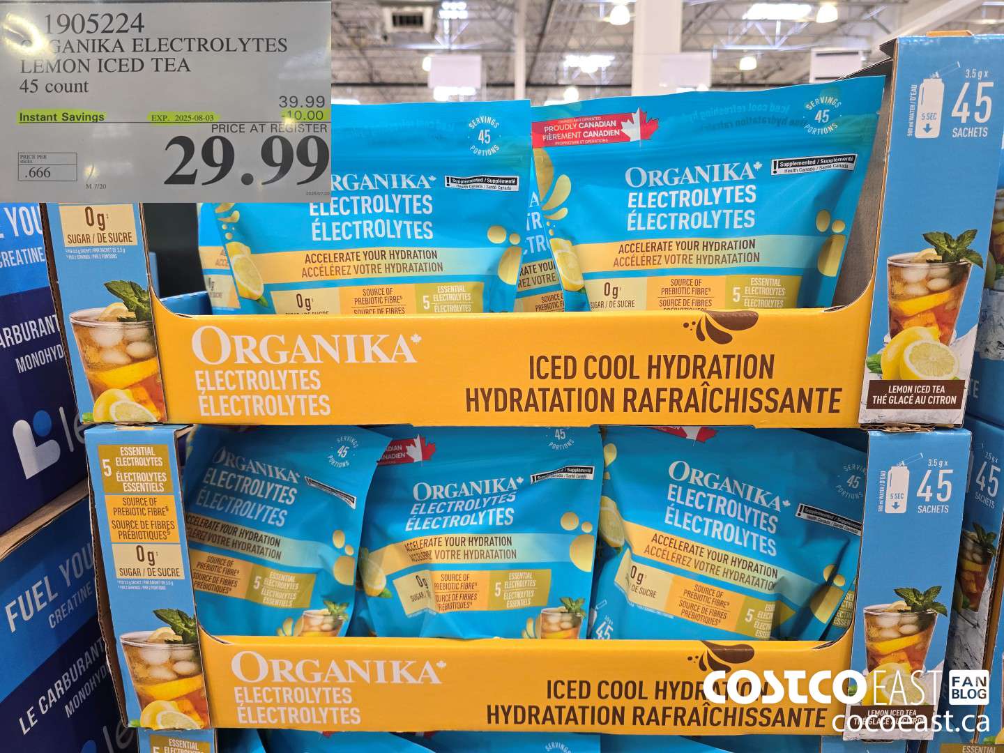 1905224 ORGANIKA ELECTROLYTES LEMON ICED TEA 45 count ($10.00 INSTANT SAVINGS EXPIRES ON 2025-08-03) $29.99