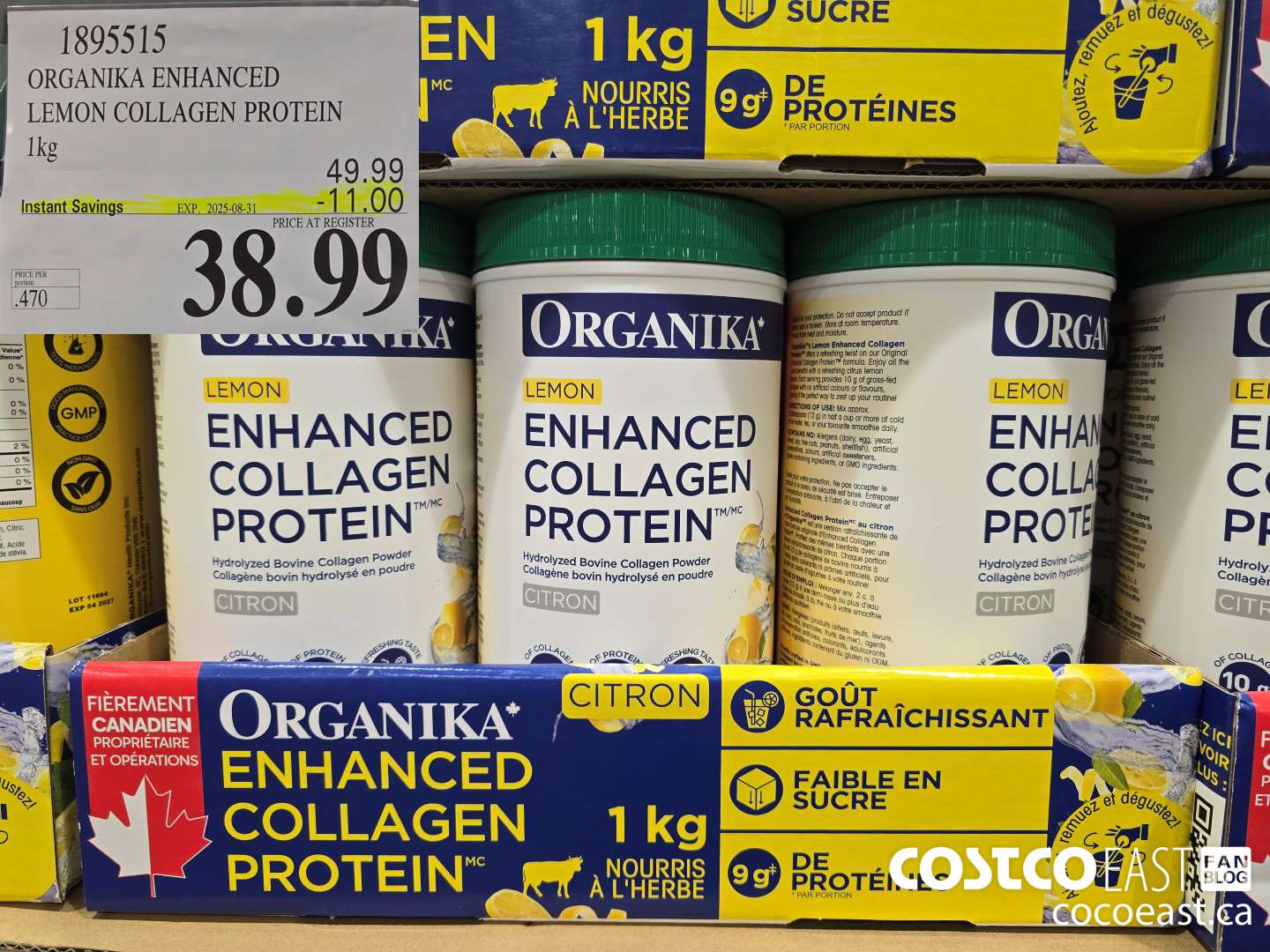 1895515 ORGANIKA ENHANCED LEMON COLLAGEN PROTEIN 1 KG ($11.00 INSTANT SAVINGS EXPIRES ON 2025-08-31) $38.99