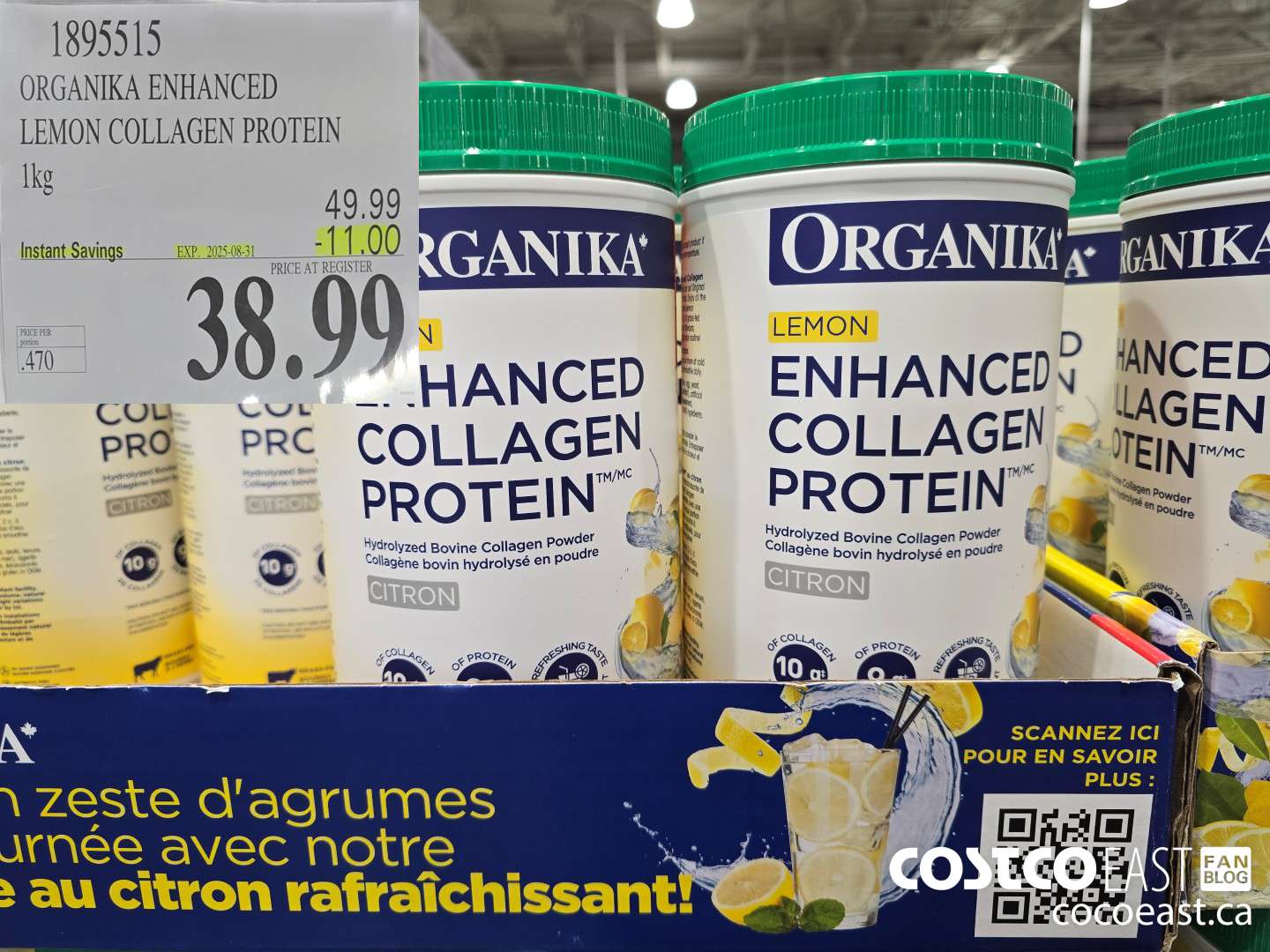 1895515 ORGANIKA ENHANCED LEMON COLLAGEN PROTEIN 1 KG ($11.00 INSTANT SAVINGS EXPIRES ON 2025-08-31) $38.99