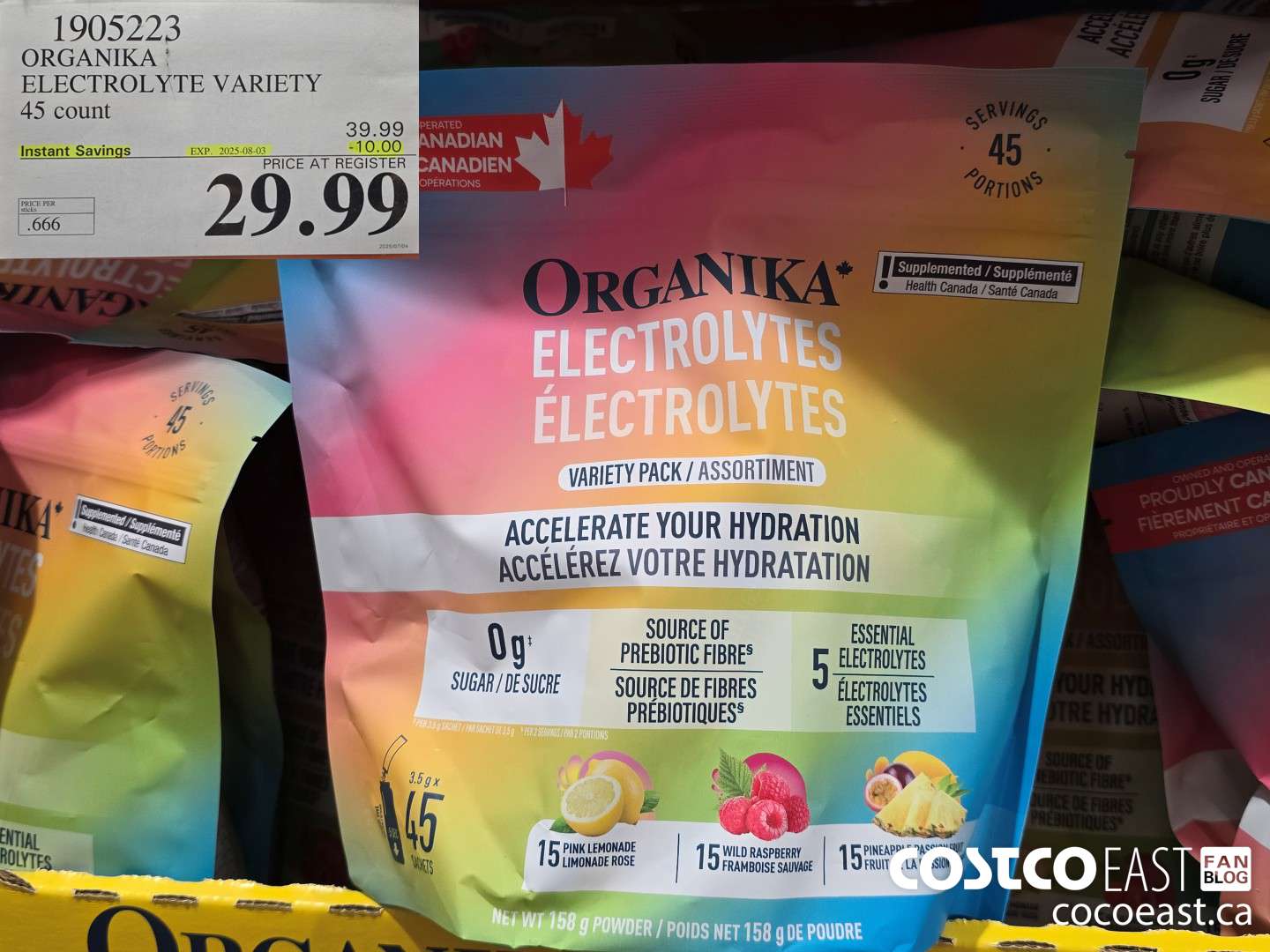 1905223 ORGANIKA ‘ ELECTROLYTE VARIETY 45 count ($10.00 INSTANT SAVINGS EXPIRES ON 2025-08-03) $29.99