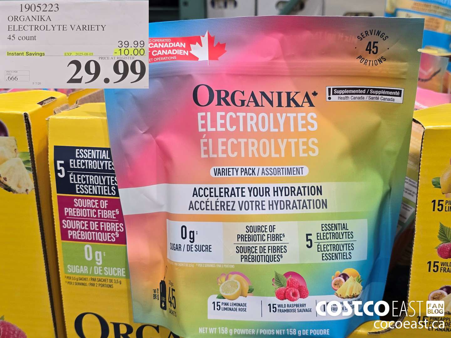 1905223 ORGANIKA ‘ ELECTROLYTE VARIETY 45 count ($10.00 INSTANT SAVINGS EXPIRES ON 2025-08-03) $29.99