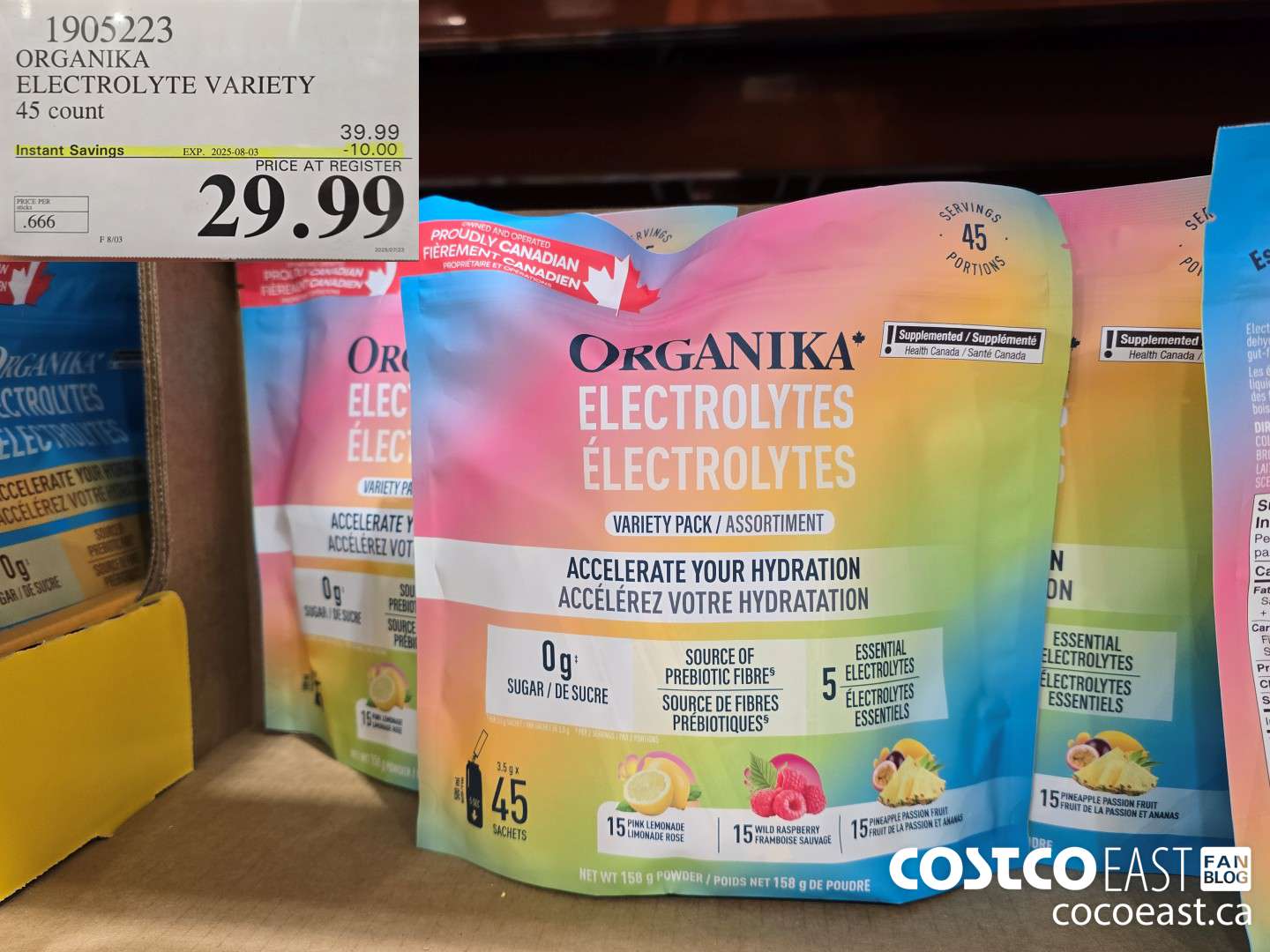 1905223 ORGANIKA ‘ ELECTROLYTE VARIETY 45 count ($10.00 INSTANT SAVINGS EXPIRES ON 2025-08-03) $29.99