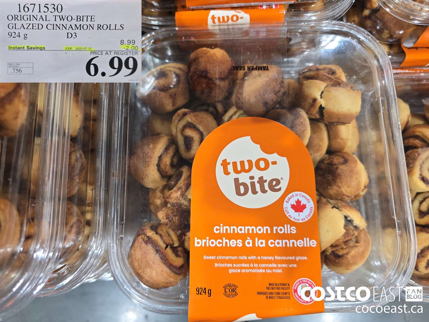 1671530 ORIGINAL TWO-BITE GLAZED CINNAMON ROLLS 924 g ($2.00 INSTANT SAVINGS EXPIRES ON 2025-07-13) $6.99