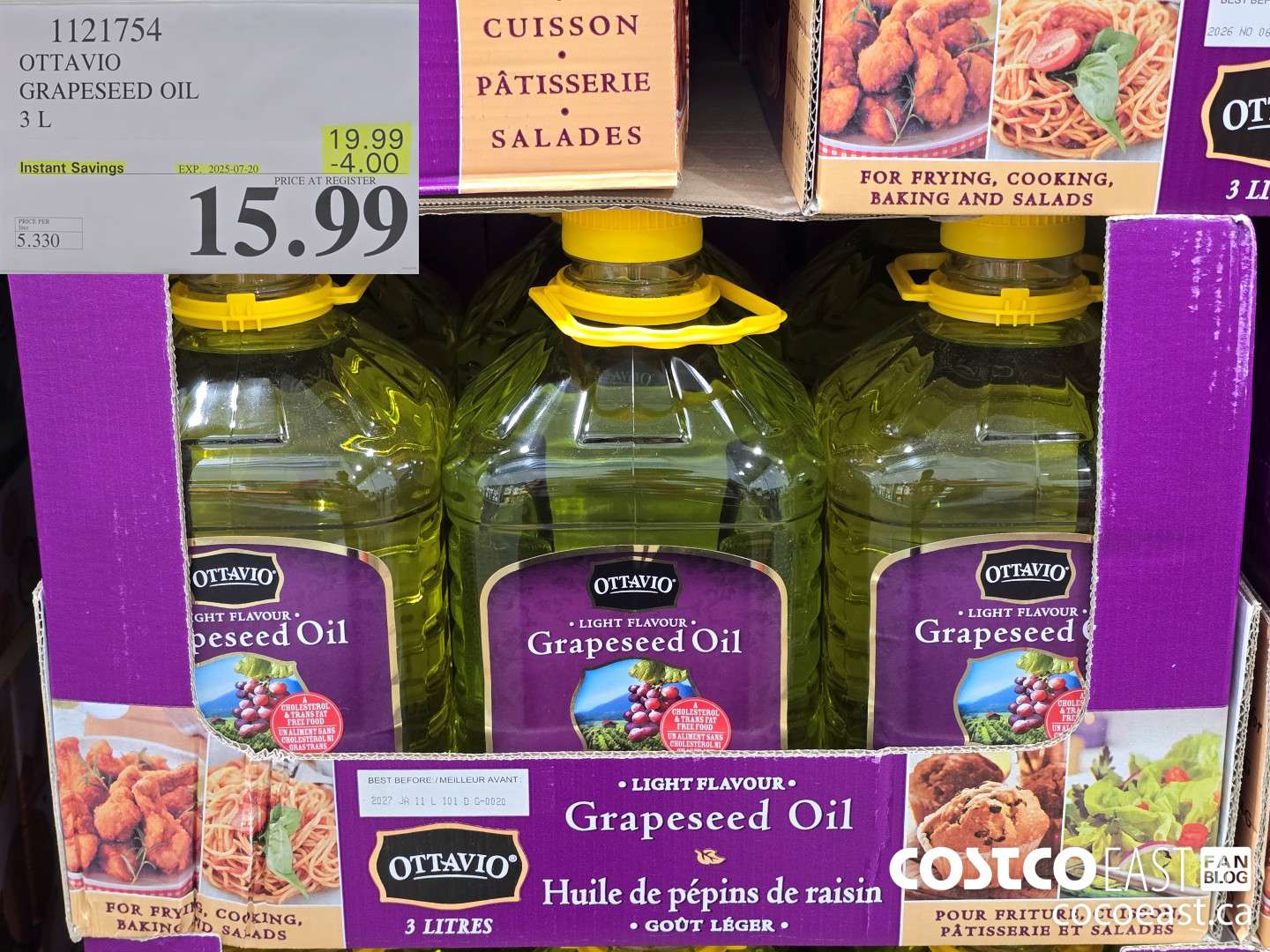 1121754 OTTAVIO GRAPESEED OIL 3L ($4.00 INSTANT SAVINGS EXPIRES ON 2025-07-20) $15.99