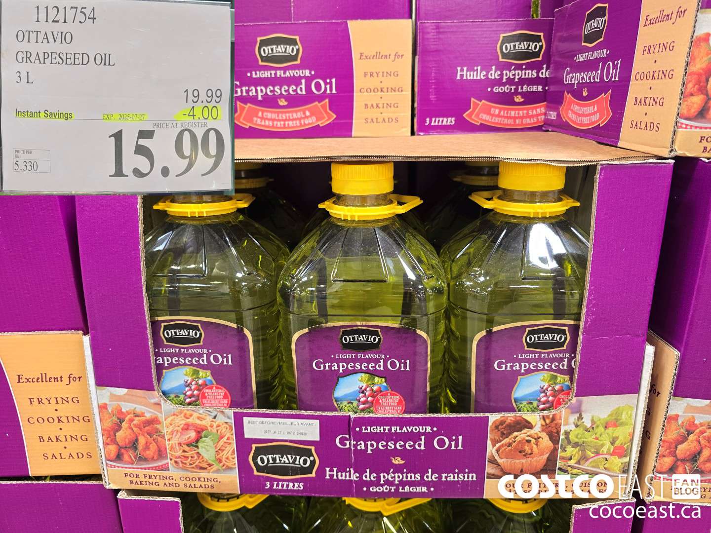 1121754 OTTAVIO GRAPESEED OIL 3L ($4.00 INSTANT SAVINGS EXPIRES ON 2025-07-27) $15.99