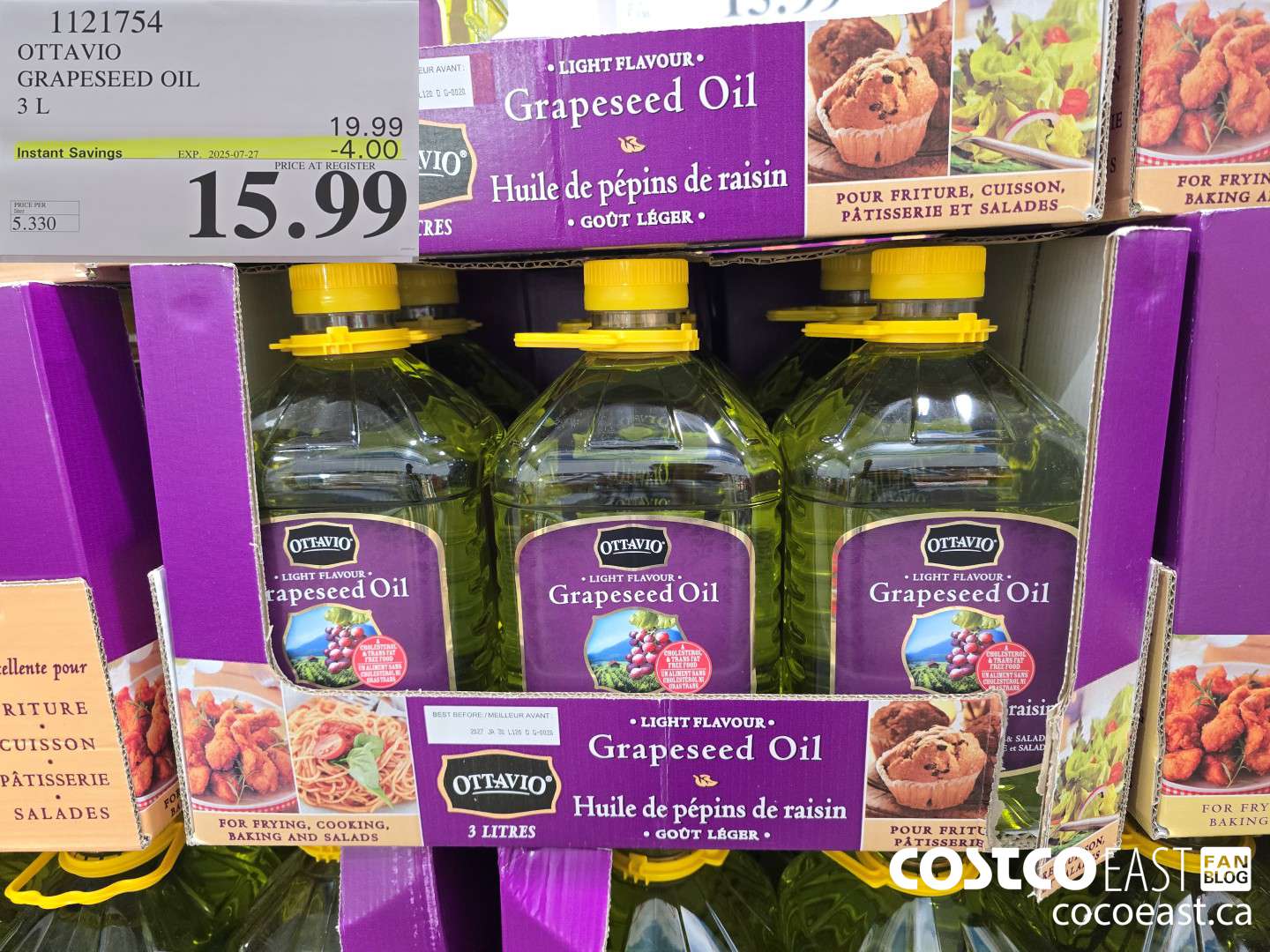1121754 OTTAVIO GRAPESEED OIL 3L ($4.00 INSTANT SAVINGS EXPIRES ON 2025-07-27) $15.99