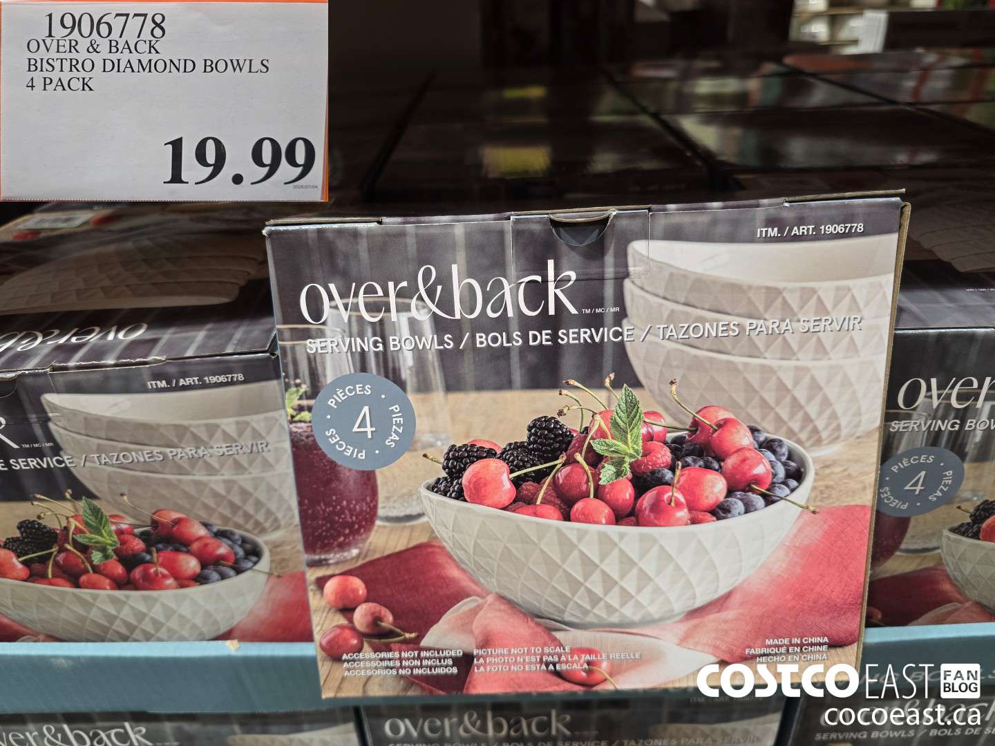 1906778 OVER & BACK BISTRO DIAMOND BOWLS 4 PACK $19.99