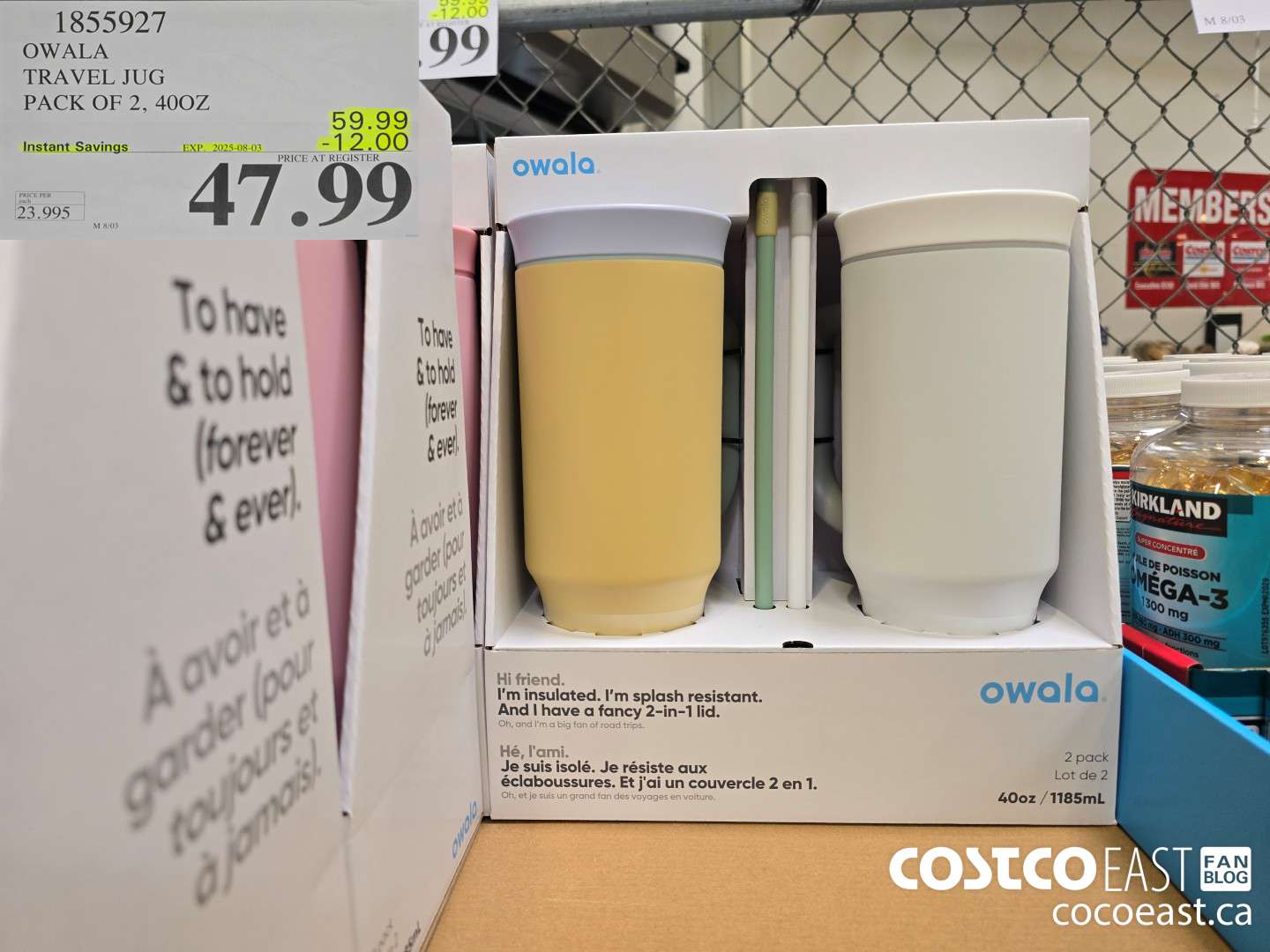 1855927 OWALA TRAVEL JUG PACK OF 2, 40OZ ($12.00 INSTANT SAVINGS EXPIRES ON 2025-08-03) $47.99