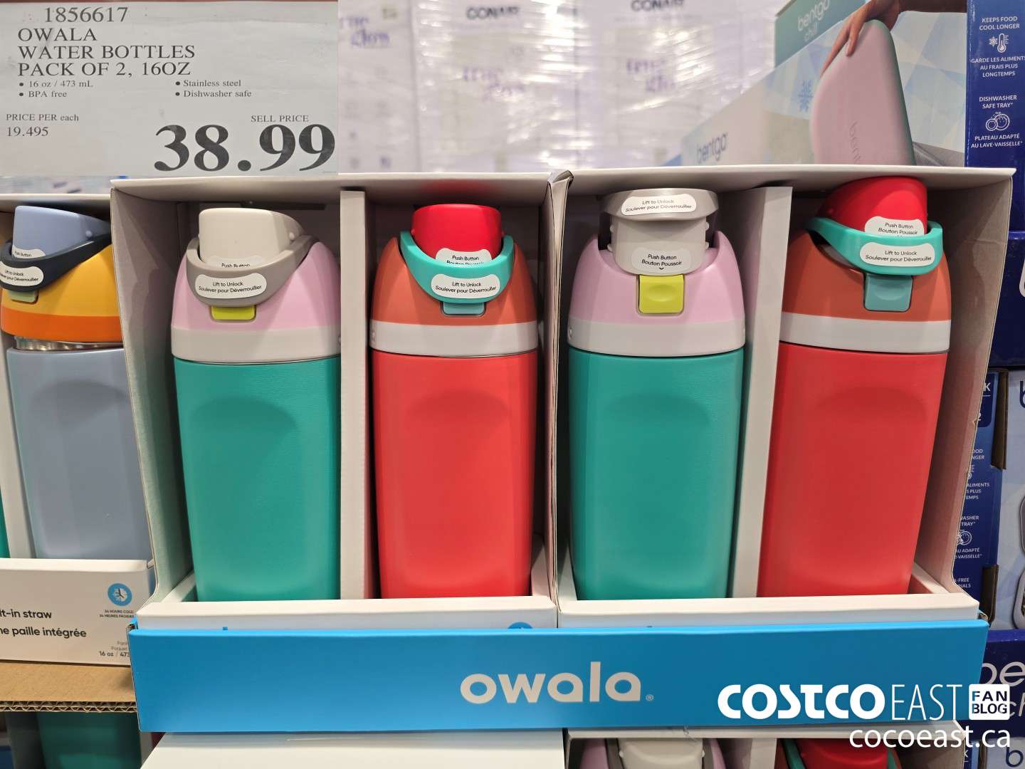1856617 OWALA WATER BOTTLES PACK OF 2, 16OZ $38.99