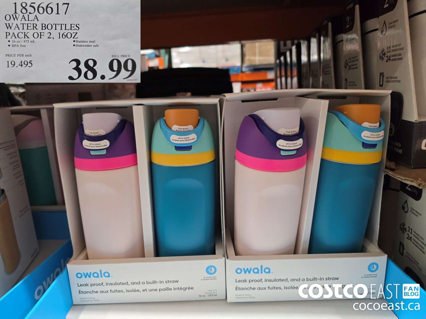 1856617 OWALA WATER BOTTLES PACK OF 2, 16OZ $38.99