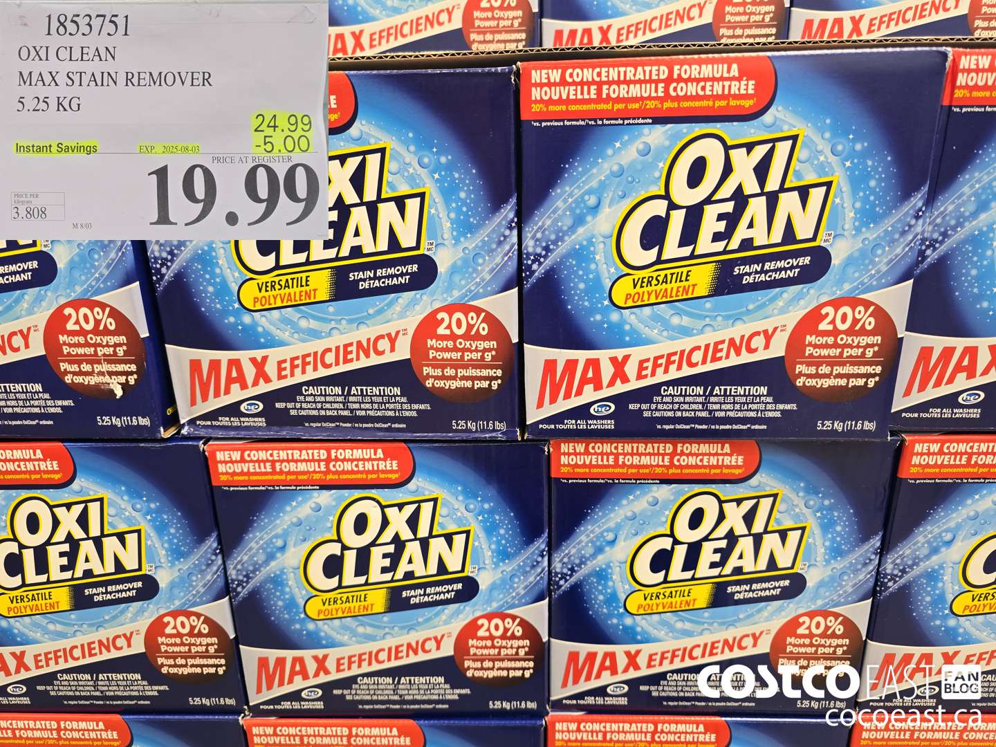 1853751 OXI CLEAN MAX STAIN REMOVER 5.25 kg ($5.00 INSTANT SAVINGS EXPIRES ON 2025-08-03) $19.99