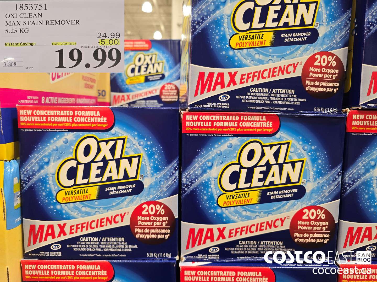 1853751 OXI CLEAN MAX STAIN REMOVER 5.25 kg ($5.00 INSTANT SAVINGS EXPIRES ON 2025-08-03) $19.99
