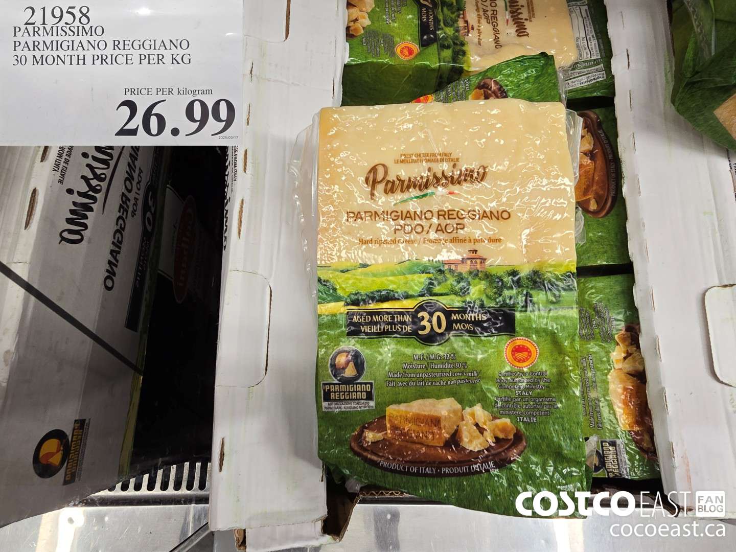 21958 PARMISSIMO PARMIGIANO REGGIANO 30 MONTH PRICE PER KG $26.99