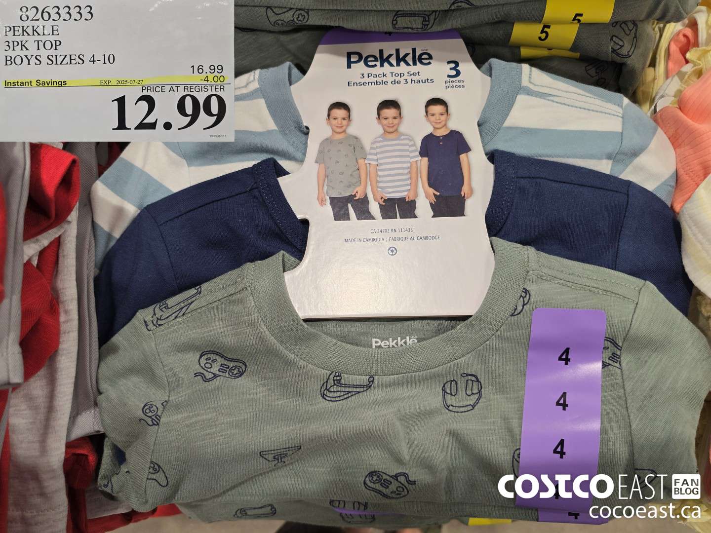 8263333 PEKKLE 3PK TOP BOYS SIZES 4-10 ($4.00 INSTANT SAVINGS EXPIRES ON 2025-07-27) $12.99