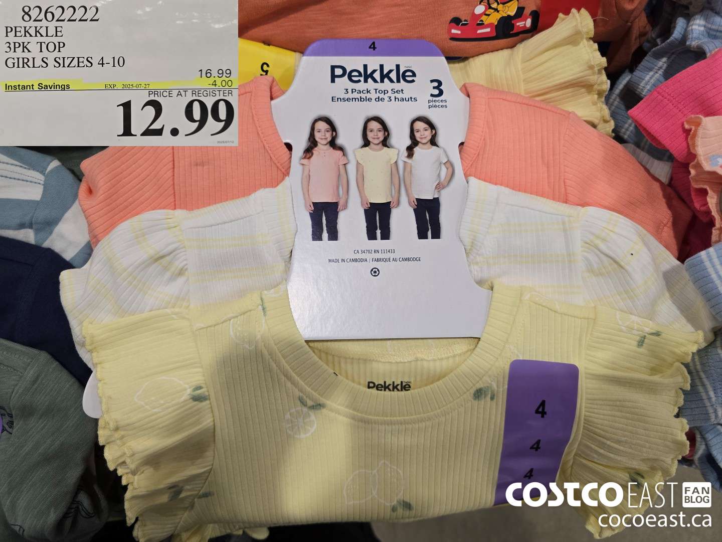 8262222 PEKKLE 3PK TOP GIRLS SIZES 4-10 ($4.00 INSTANT SAVINGS EXPIRES ON 2025-07-27) $12.99