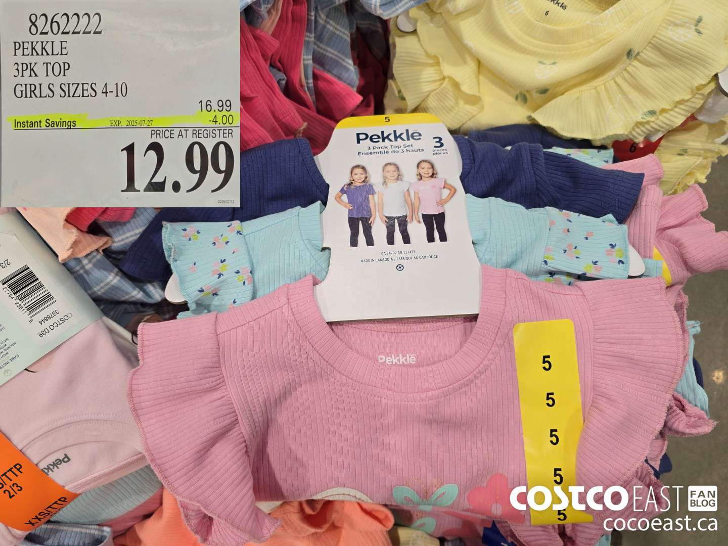 8262222 PEKKLE 3PK TOP KIDS SIZES 4-10 ($4.00 INSTANT SAVINGS EXPIRES ON 2025-07-27) $12.99