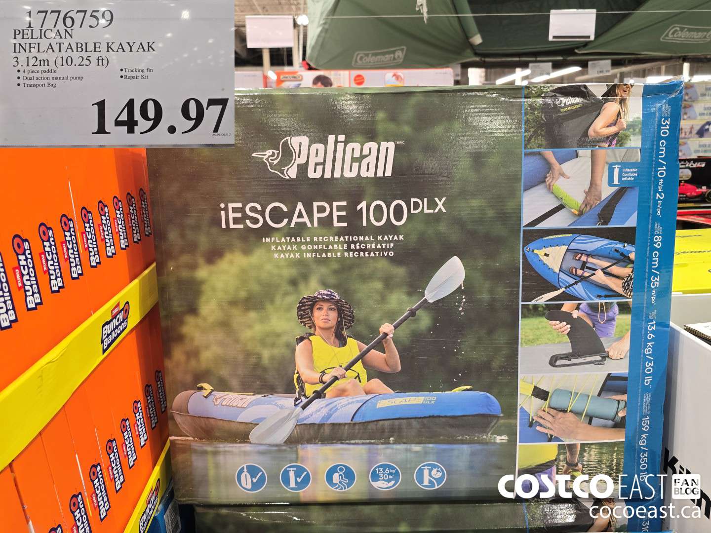 1776759 PELICAN INFLATABLE KAYAK 3.12m (10.25 ft) $149.97