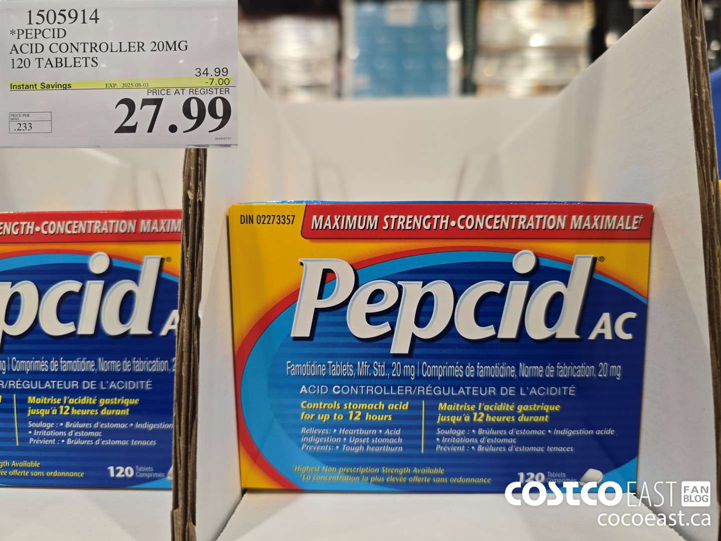 1505914 PEPCID ACID CONTROLLER 20MG 120 TABLETS ($7.00 INSTANT SAVINGS EXPIRES ON 2025-08-03) $27.99