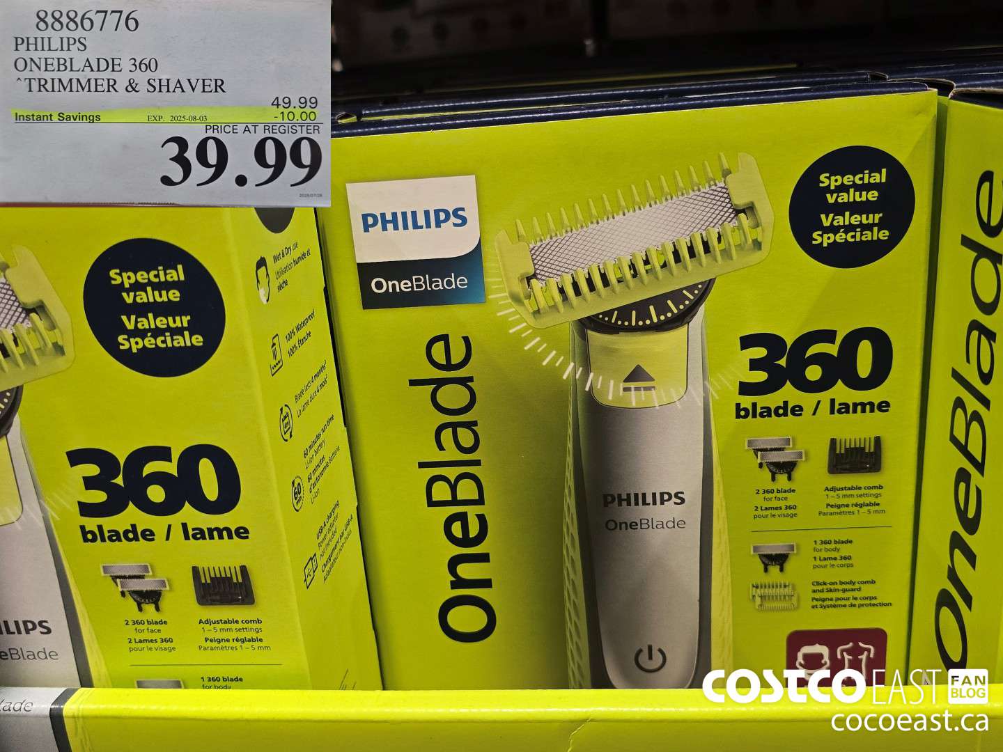 8886776 PHILIPS ONEBLADE 360 TRIMMER & SHAVER ($10.00 INSTANT SAVINGS EXPIRES ON 2025-08-03) $39.99