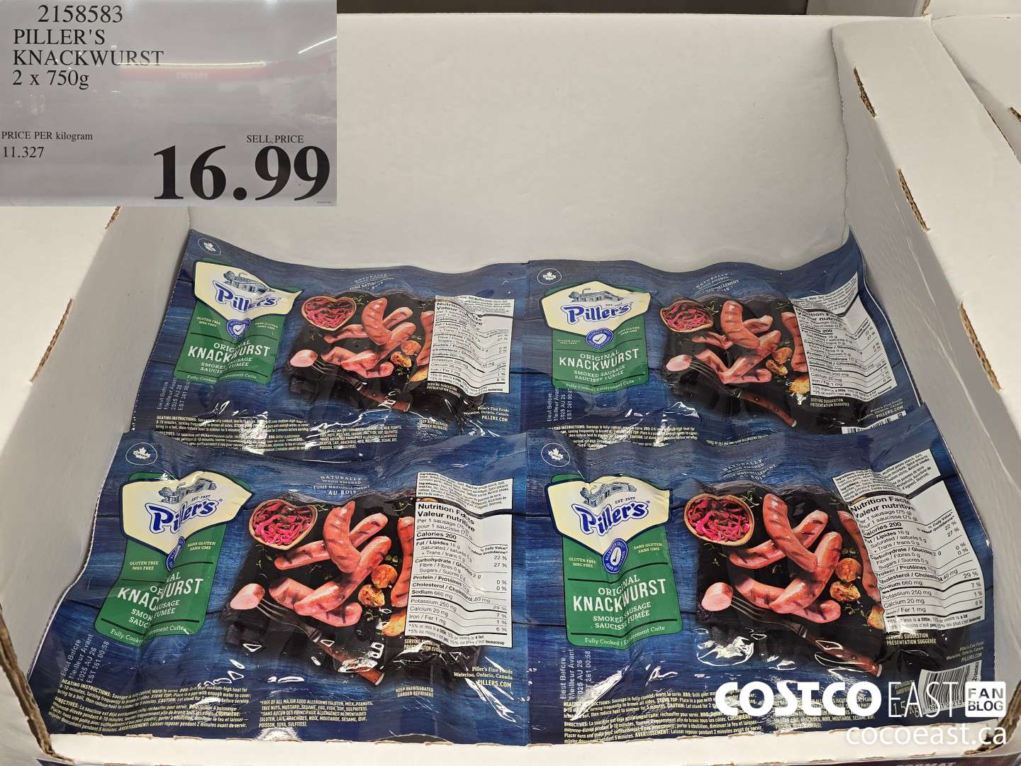 2158583 PILLER'S KNACKWURST 2 x 750g $16.99