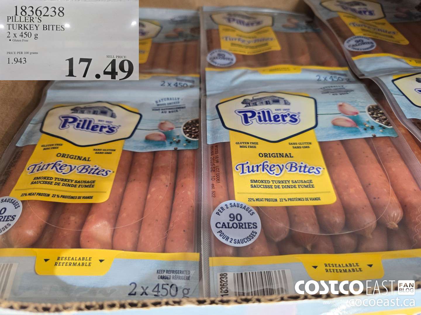 1836238 PILLER'S TURKEY BITES 2 X 450 G $17.49