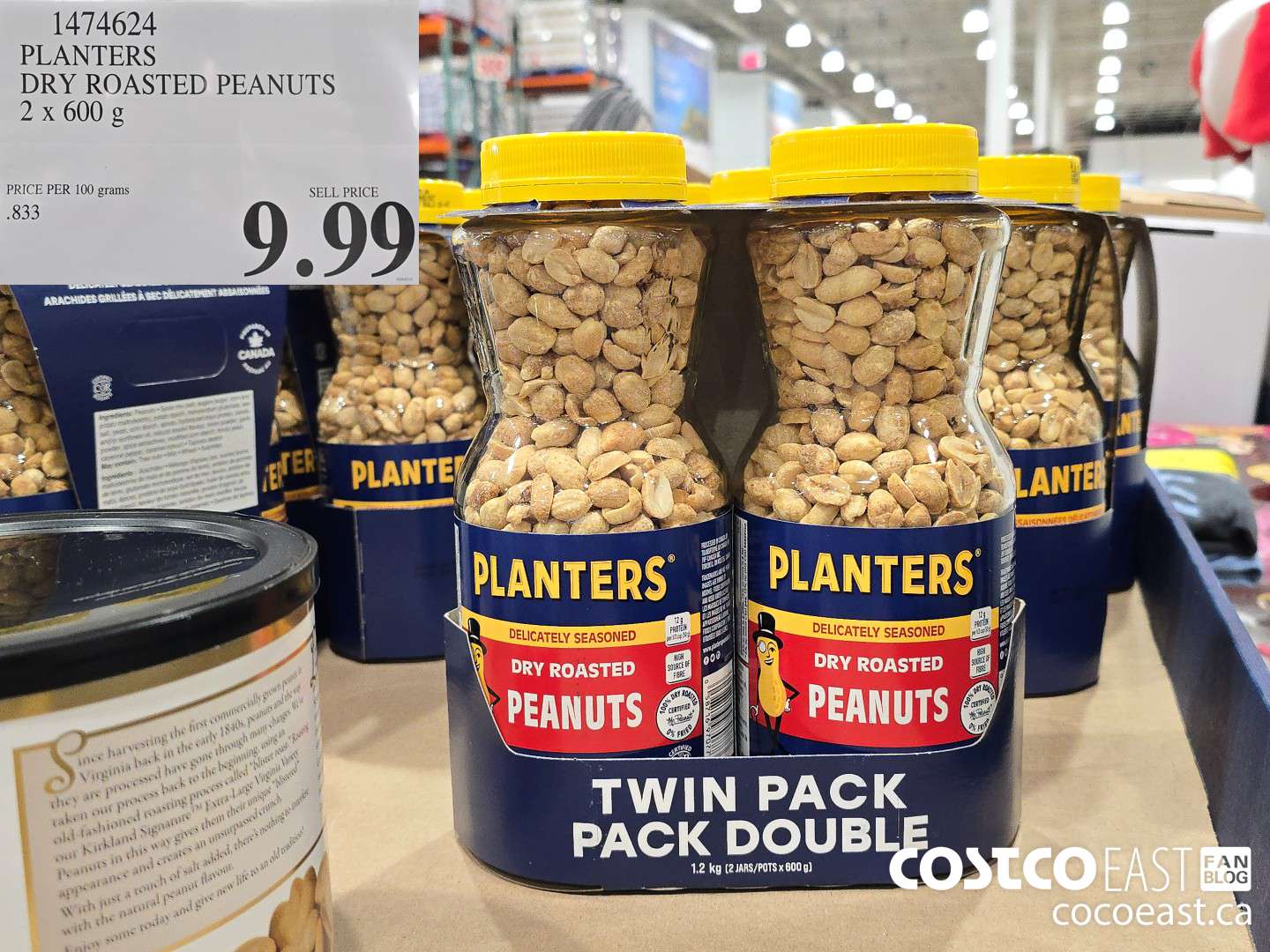 1474624 PLANTERS DRY ROASTED PEANUTS 2 x 600 g $9.99