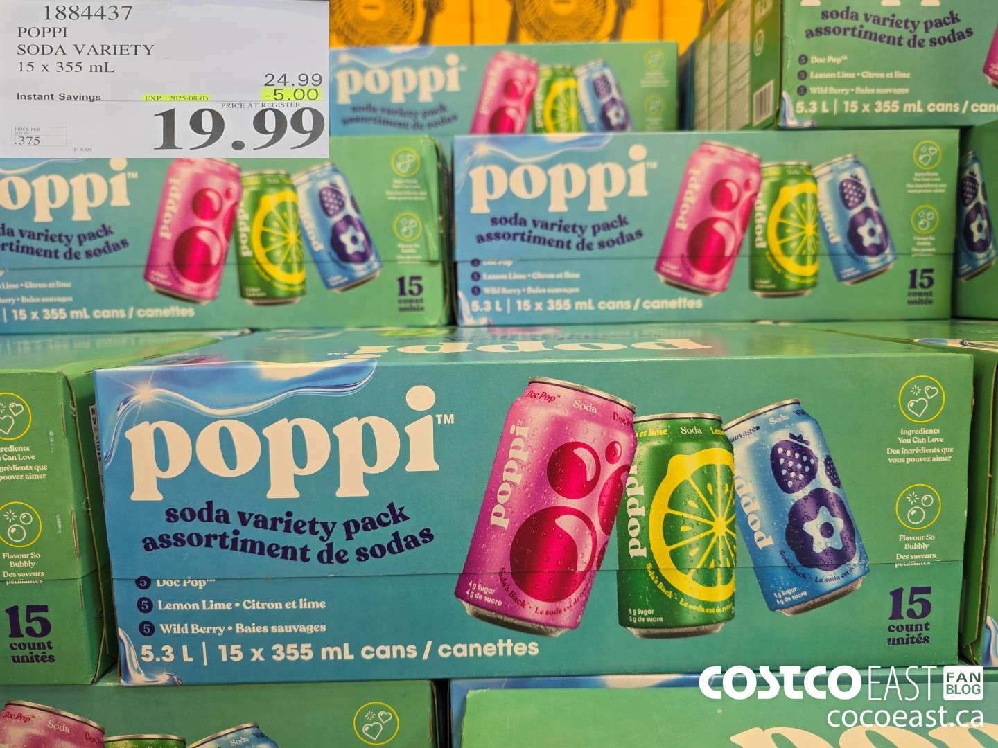 1884437 POPPI SODA VARIETY 15 X 355 ML ($5.00 INSTANT SAVINGS EXPIRES ON 2025-08-03) $19.99