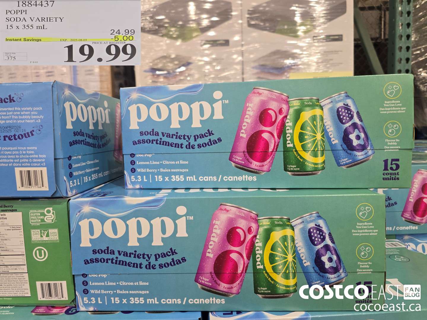 1884437 POPPI SODA VARIETY 15 X 355 ML ($5.00 INSTANT SAVINGS EXPIRES ON 2025-08-03) $19.99